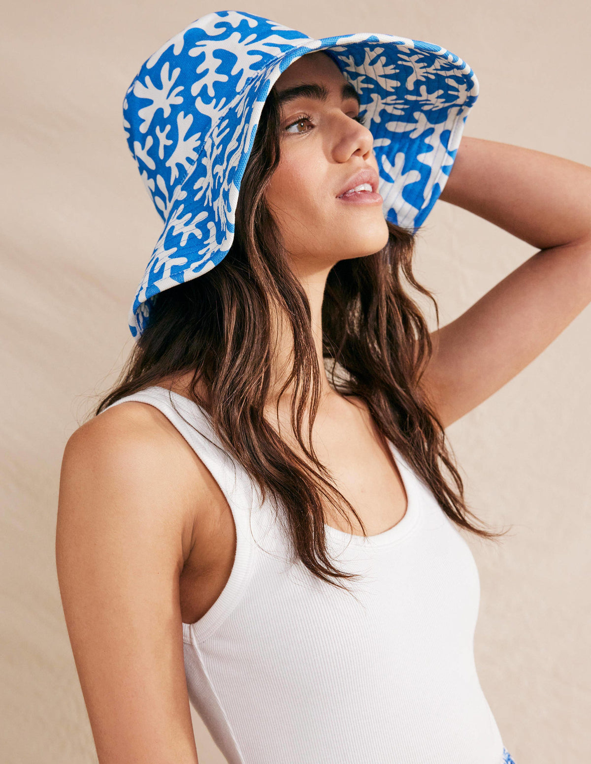 Printed Canvas Bucket Hat-Blue Coral - Image 2