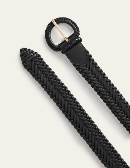 Woven Leather Belt-Black-3