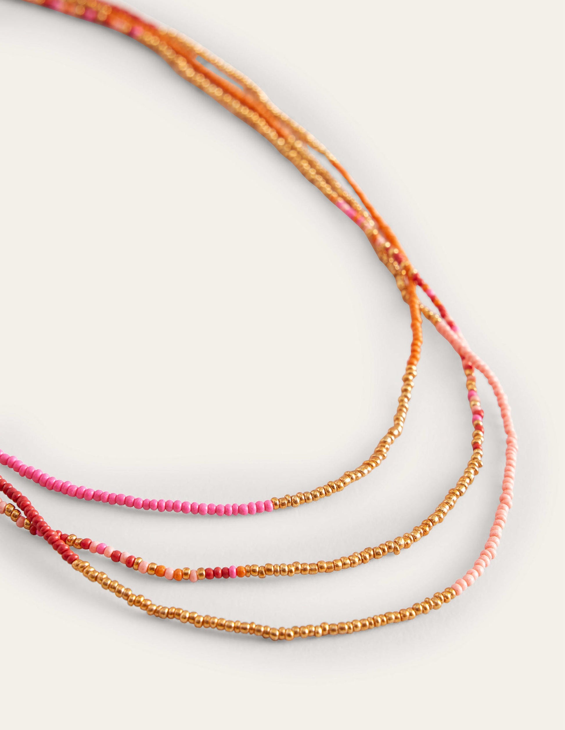 Beaded Necklace-Pink Multi-3