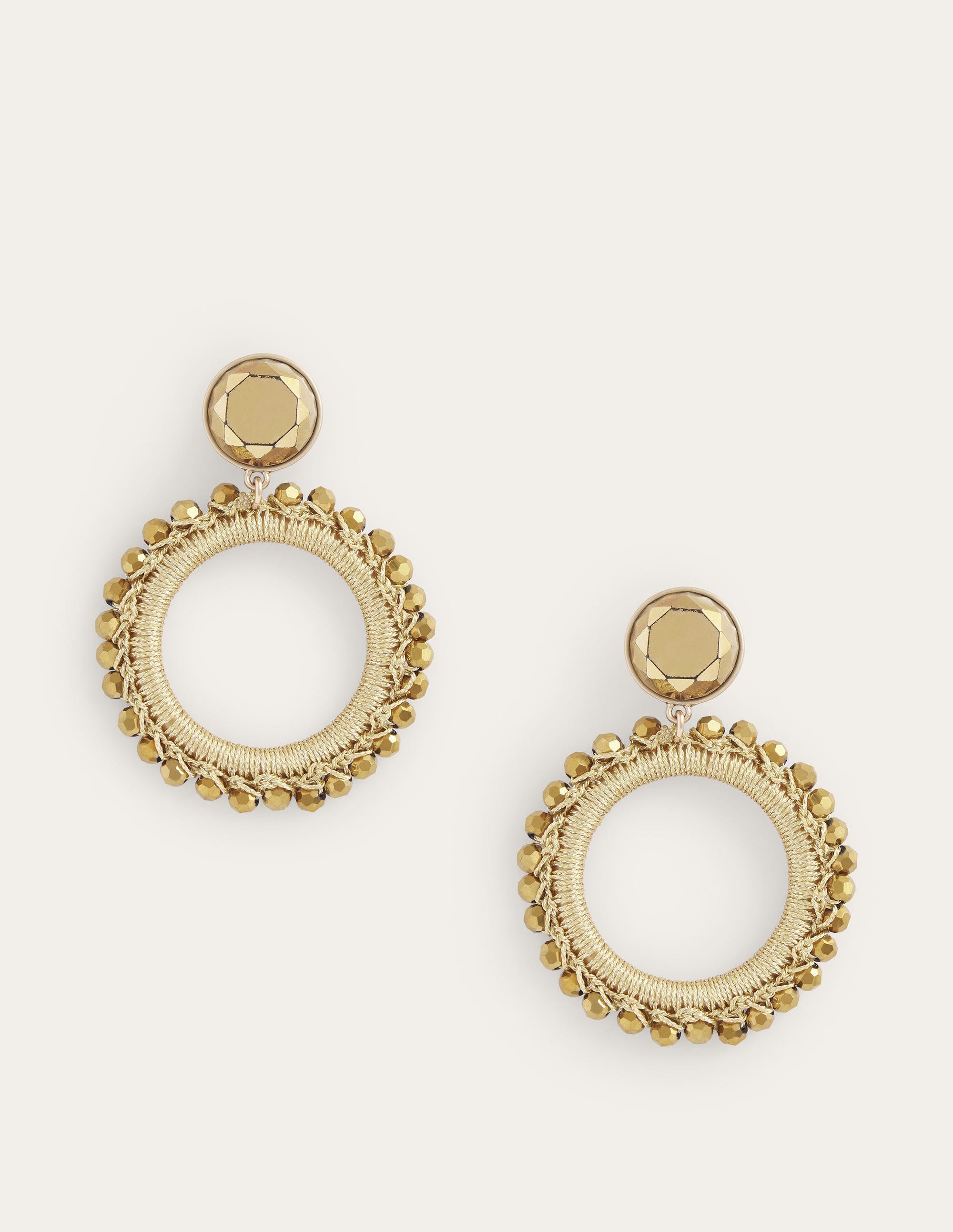 Beady Ring Earrings-Gold - Image 4