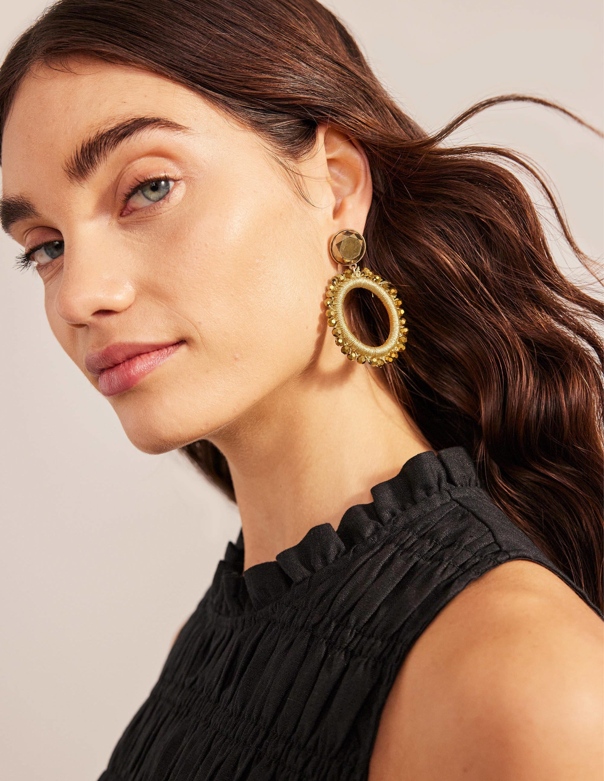 Beady Ring Earrings-Gold - Image 1