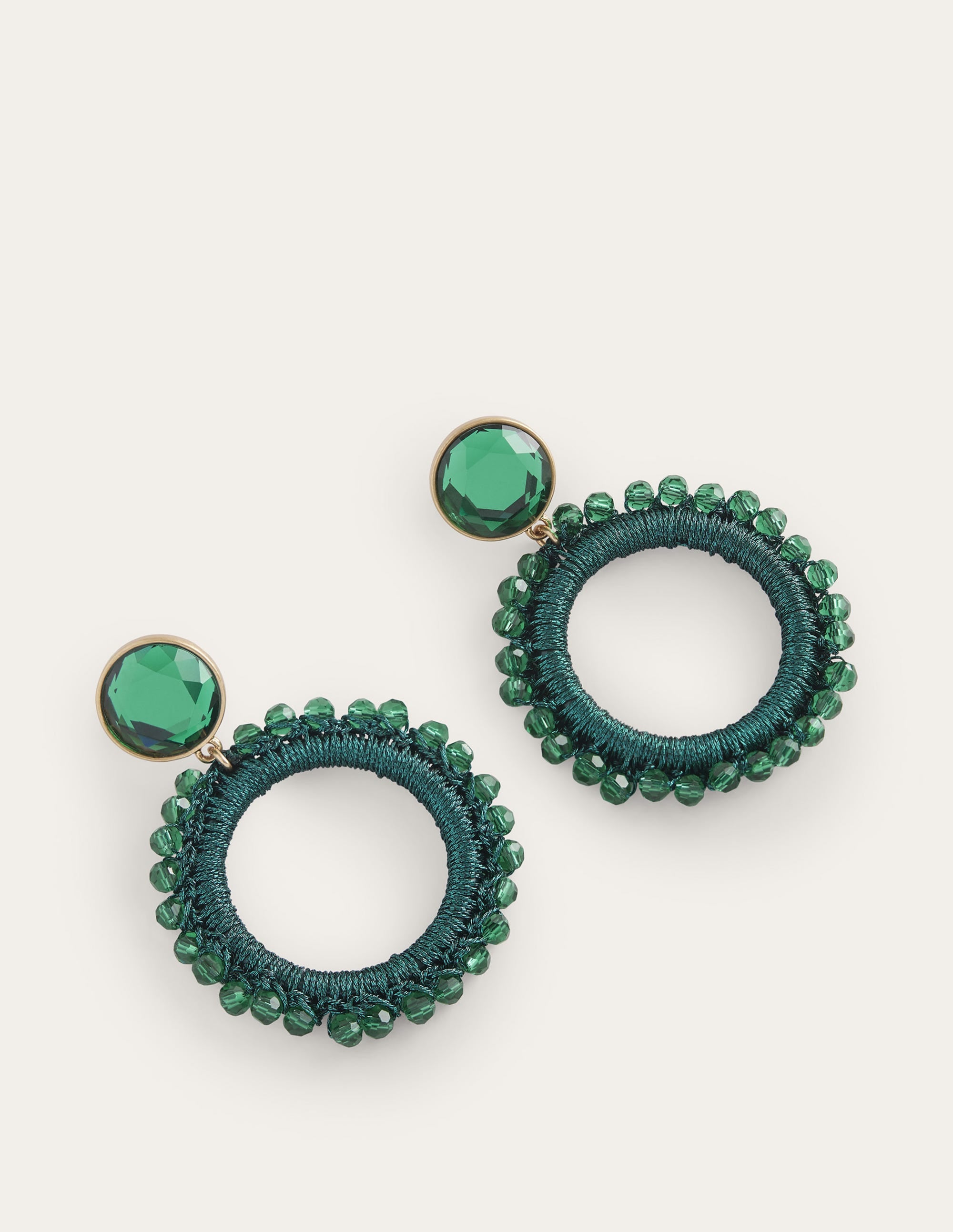 Beady Ring Earrings-Green - Image 2