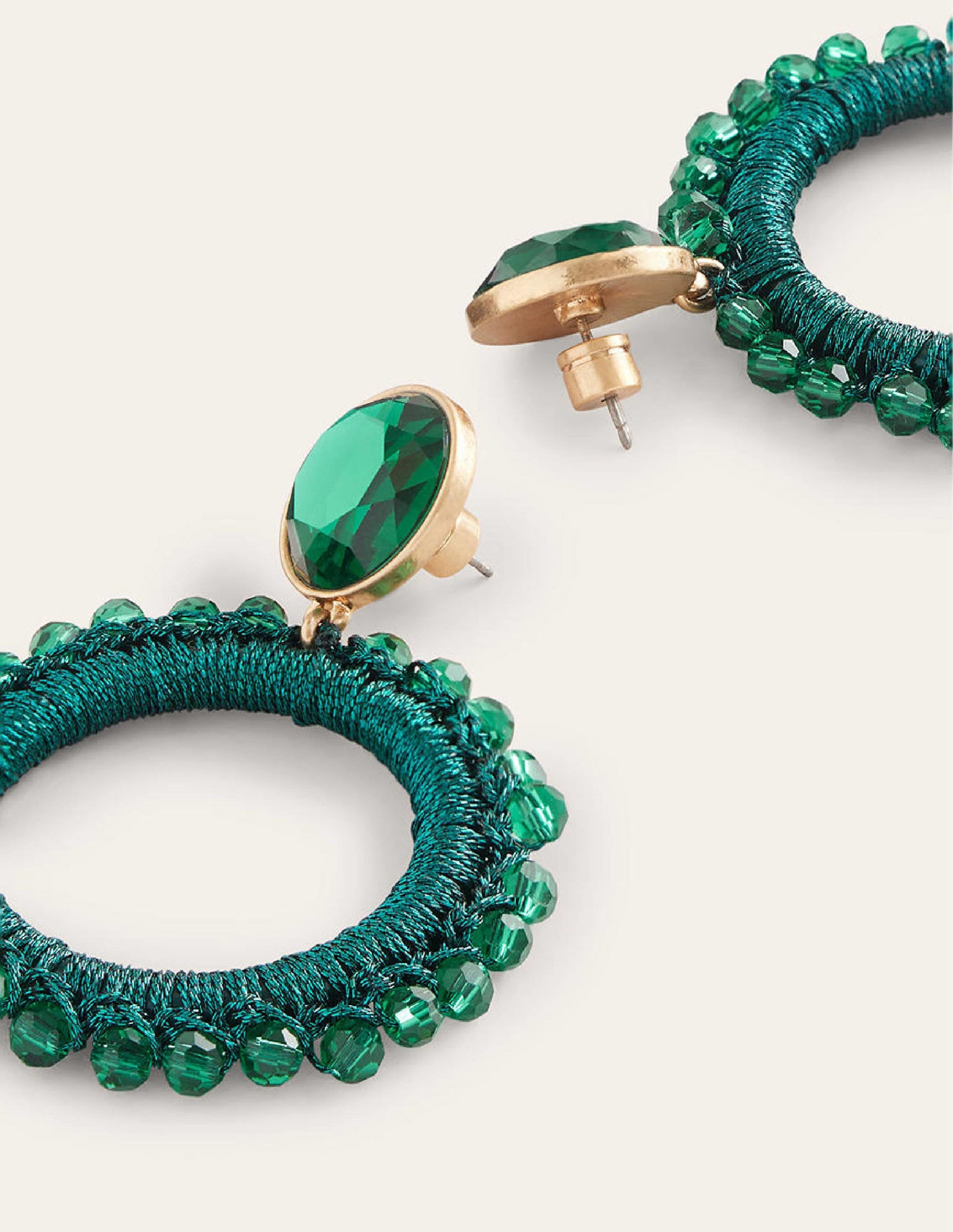 Beady Ring Earrings-Green-3