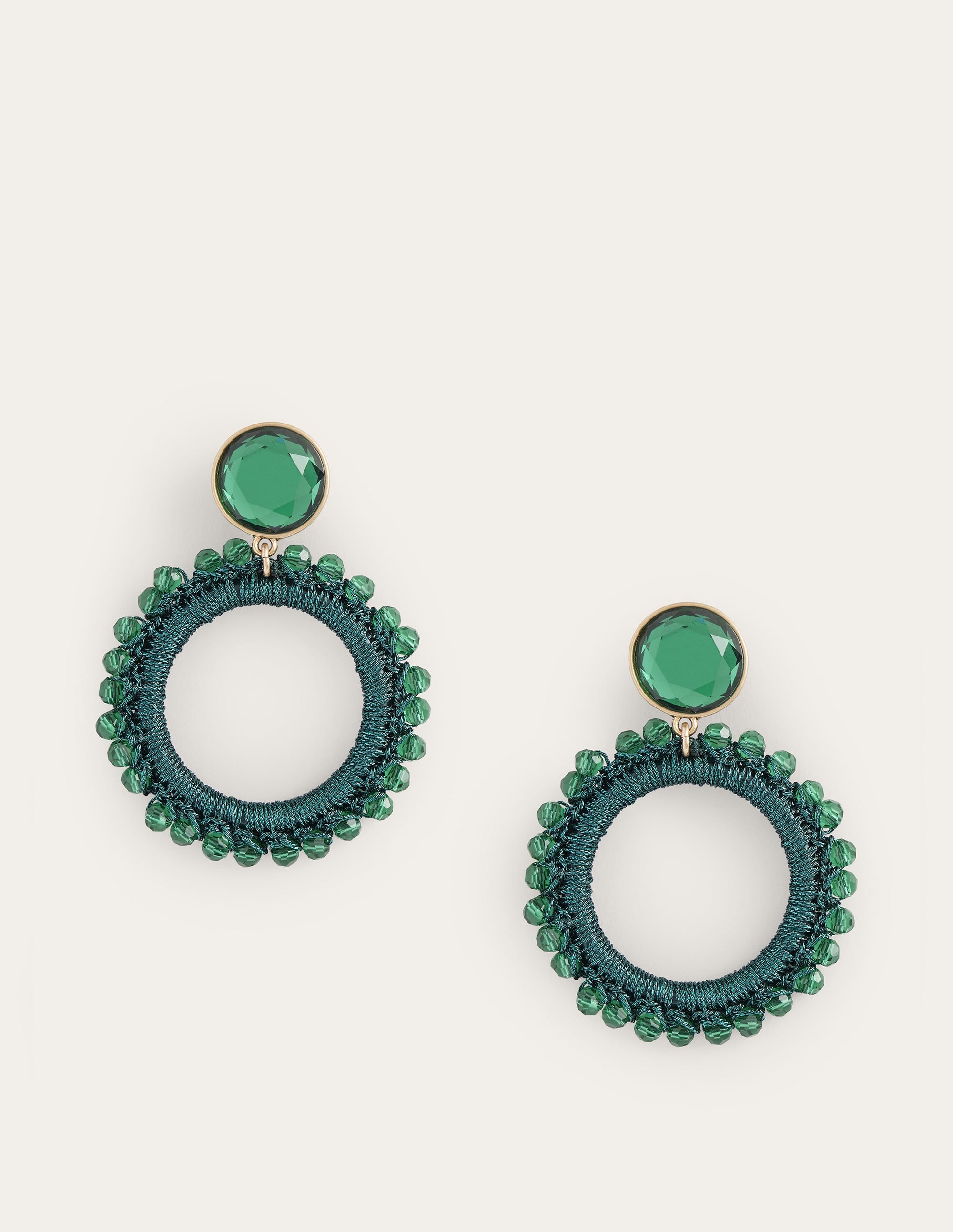 Beady Ring Earrings-Green - Image 4