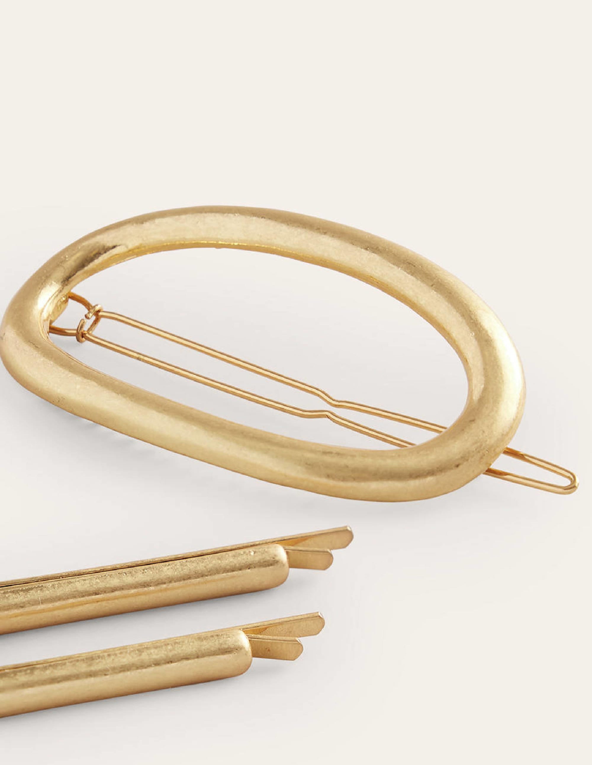 3 Pack Metal Hairslides-Gold - Image 3