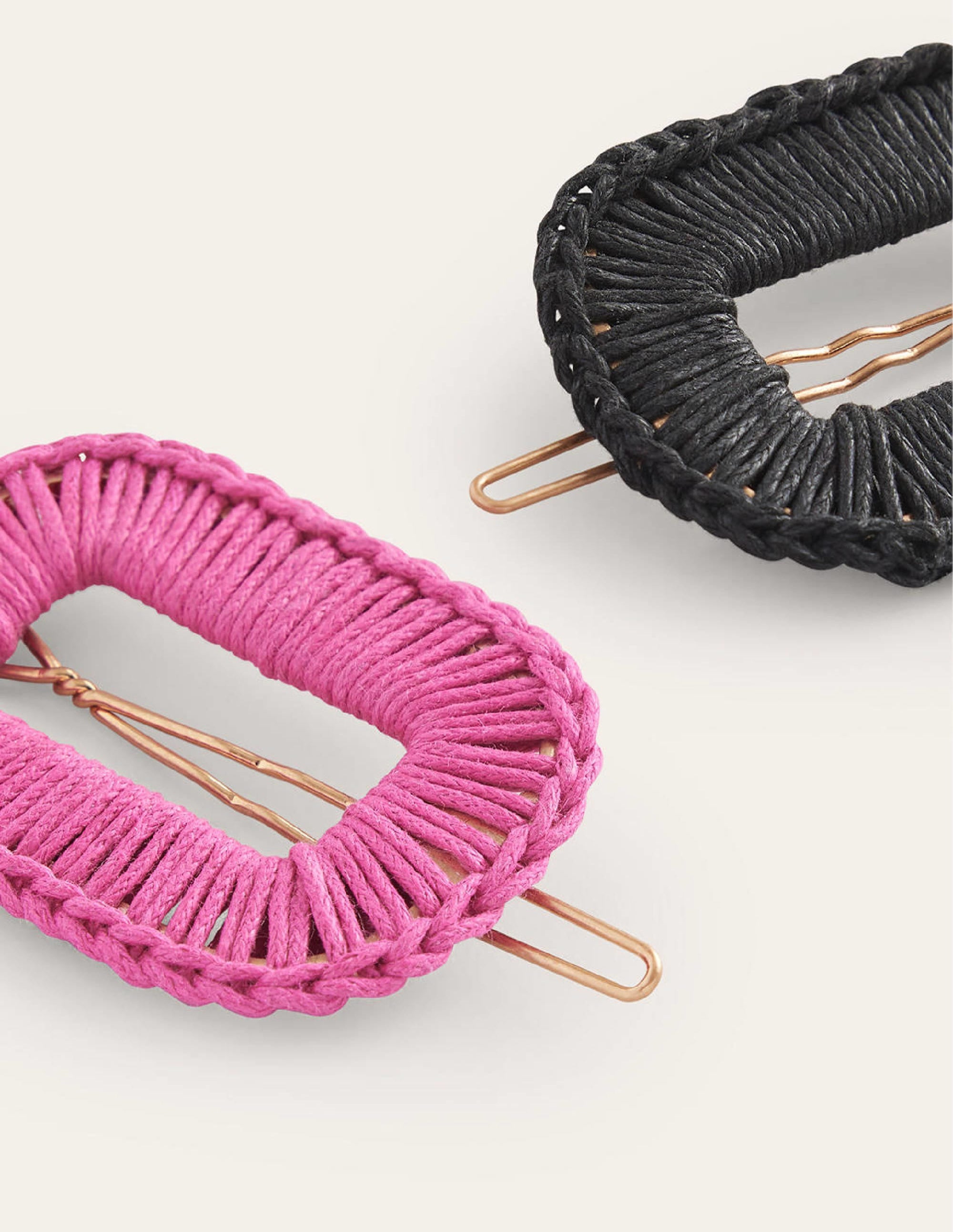 2 Pack Buckle Hairslides-Black/ Amazing Pink - Image 3