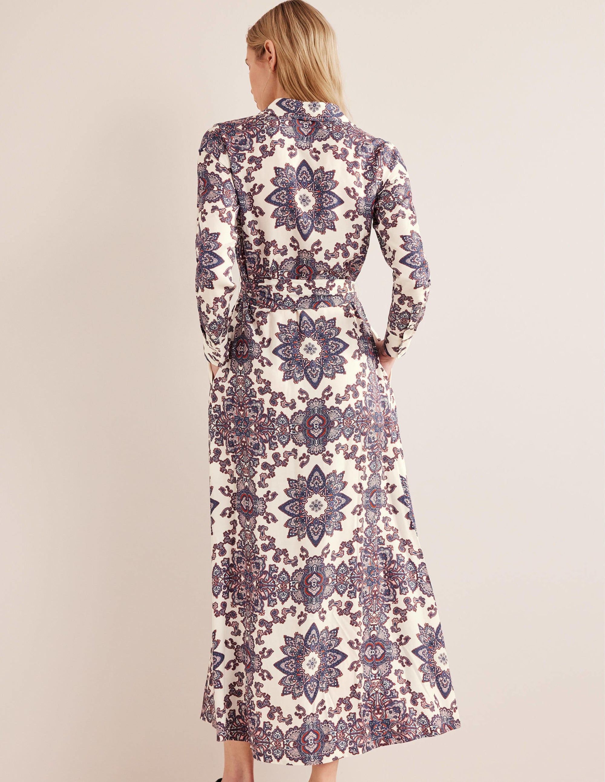 Claudia Maxi Shirt Dress-Ivory, Paradise Paisley - Image 3
