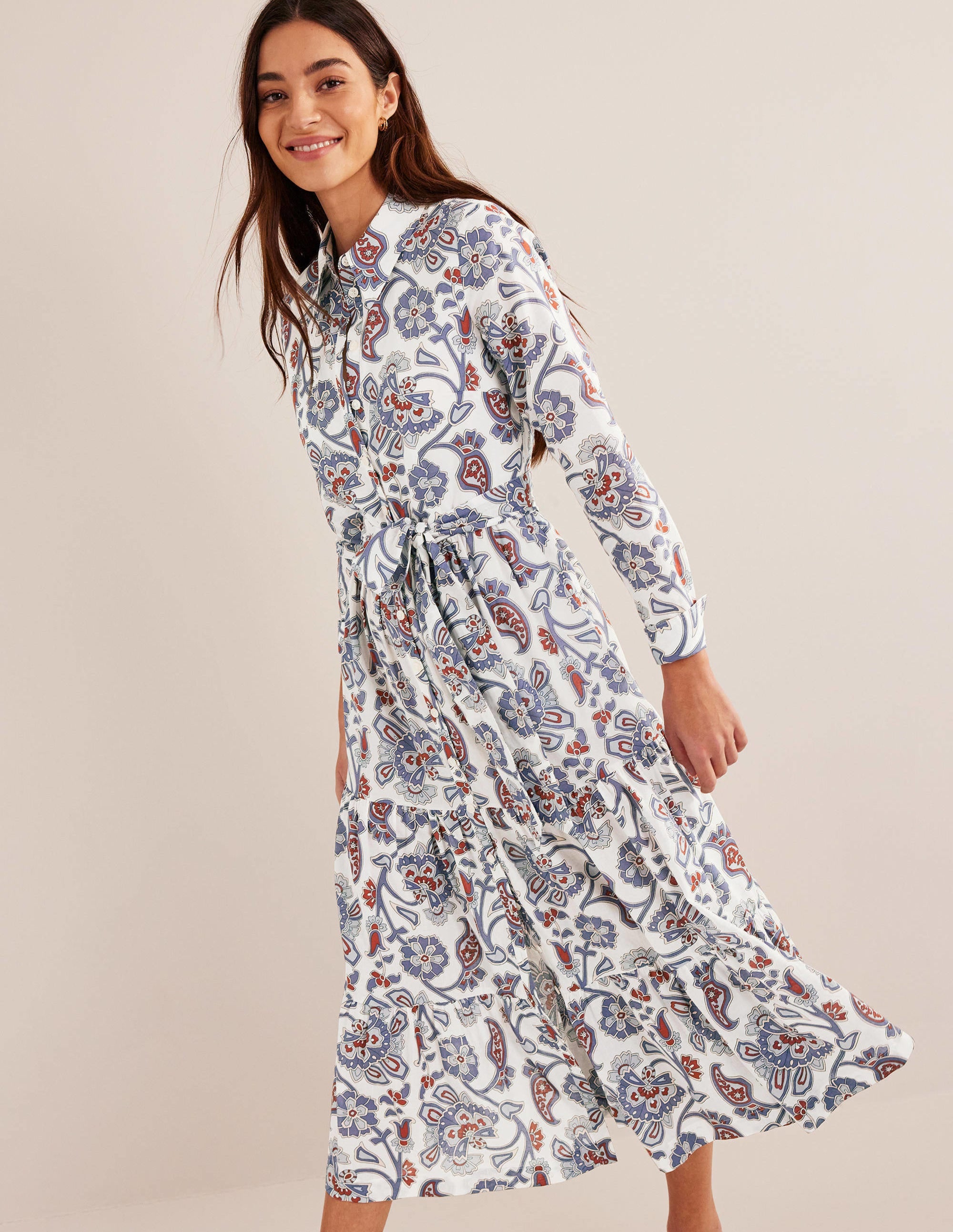 Flo Cotton Midi Shirt Dress-Nightshadow Blue - Image 1
