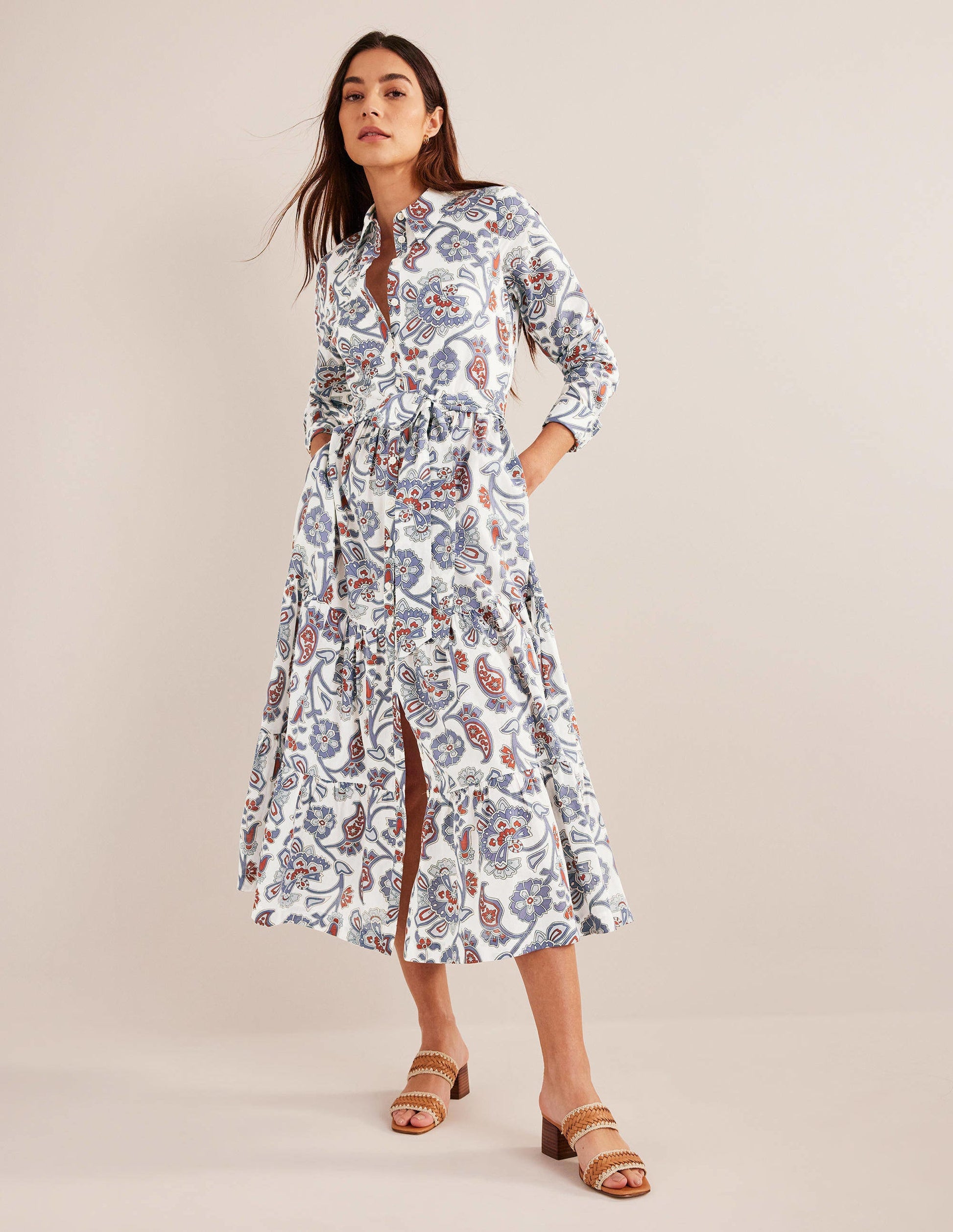 Flo Cotton Midi Shirt Dress-Nightshadow Blue-2