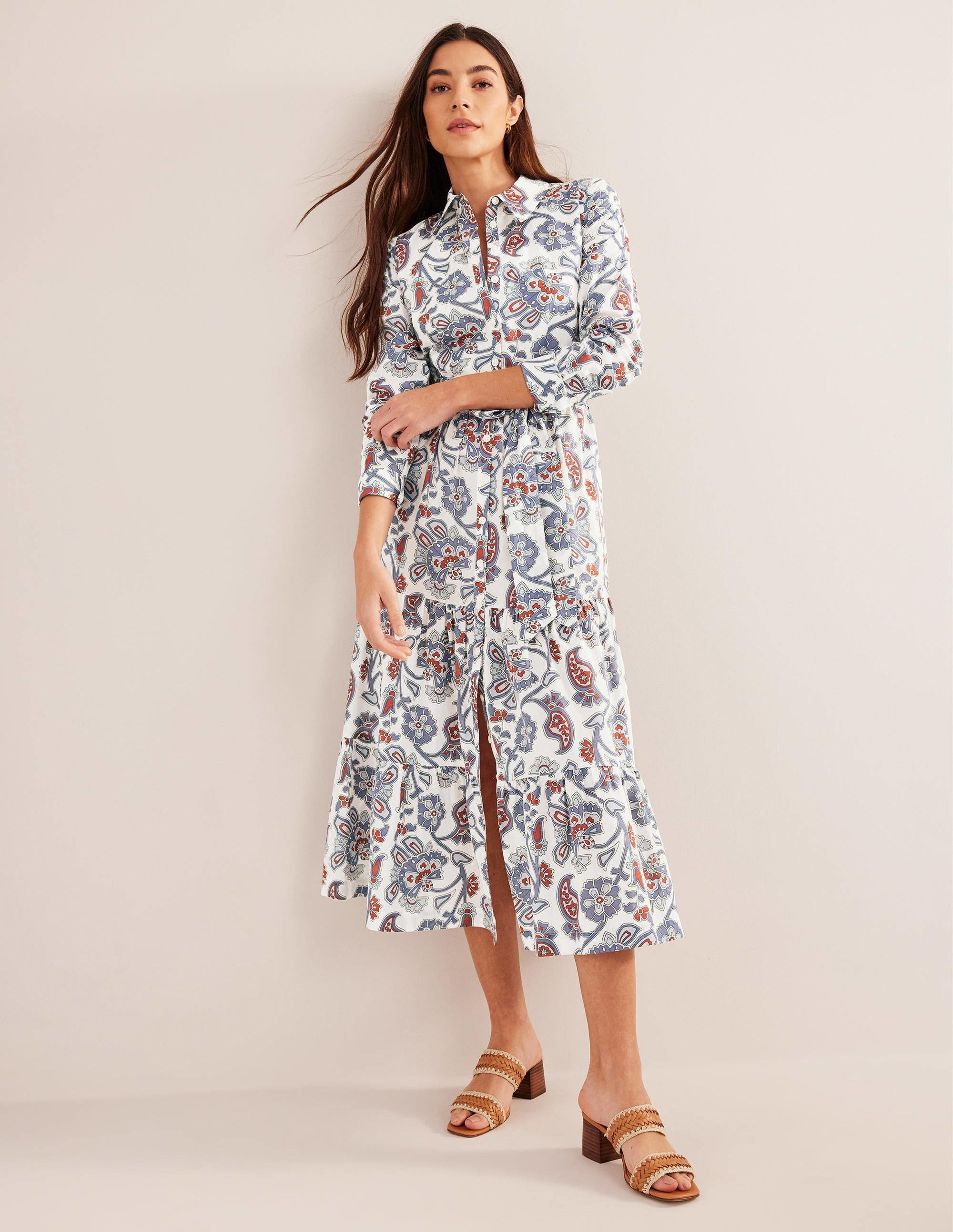 Flo Cotton Midi Shirt Dress-Nightshadow Blue - Image 5