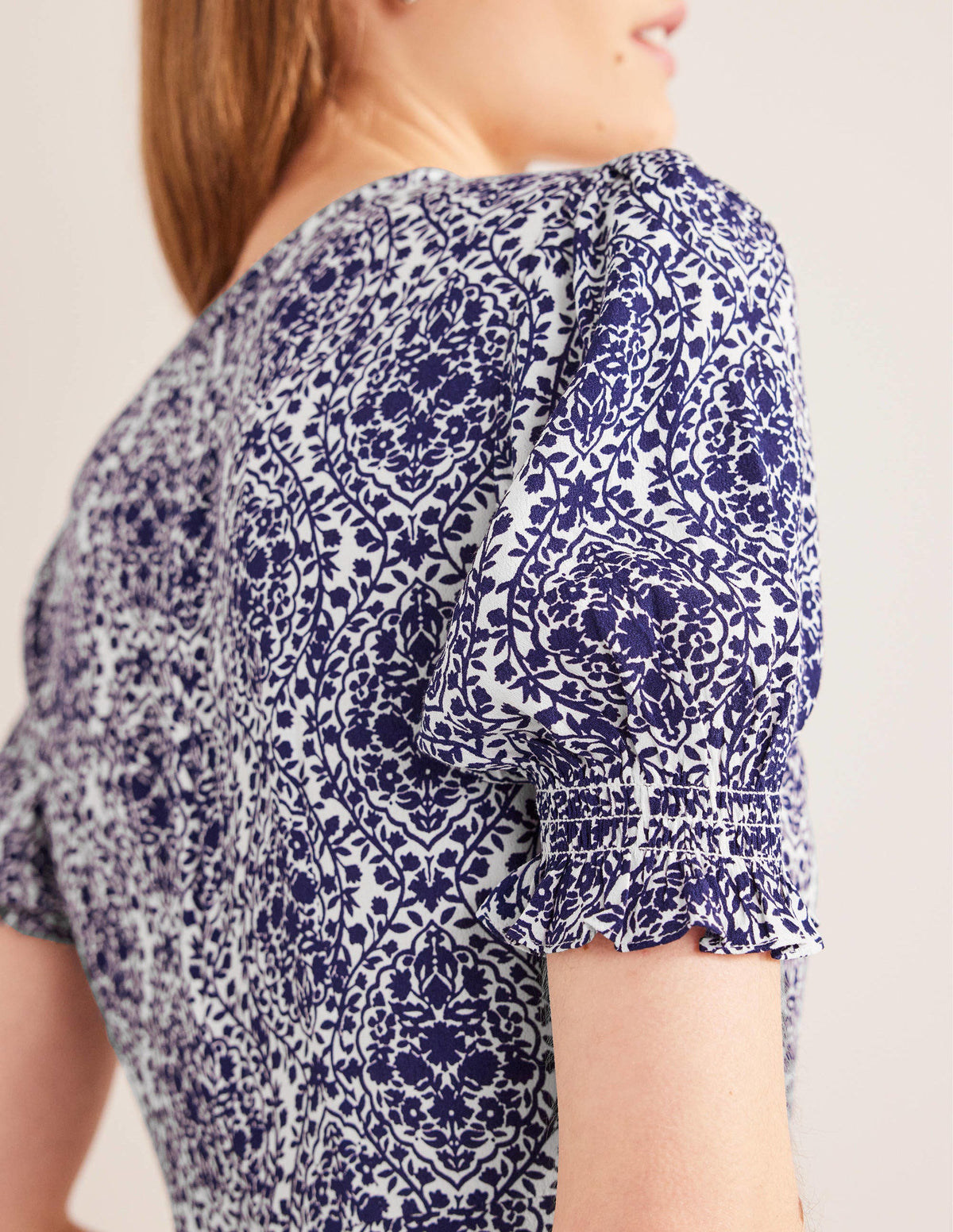 Corinne Midi Tea Dress-Prussian Blue, Vine Terrace - Image 3