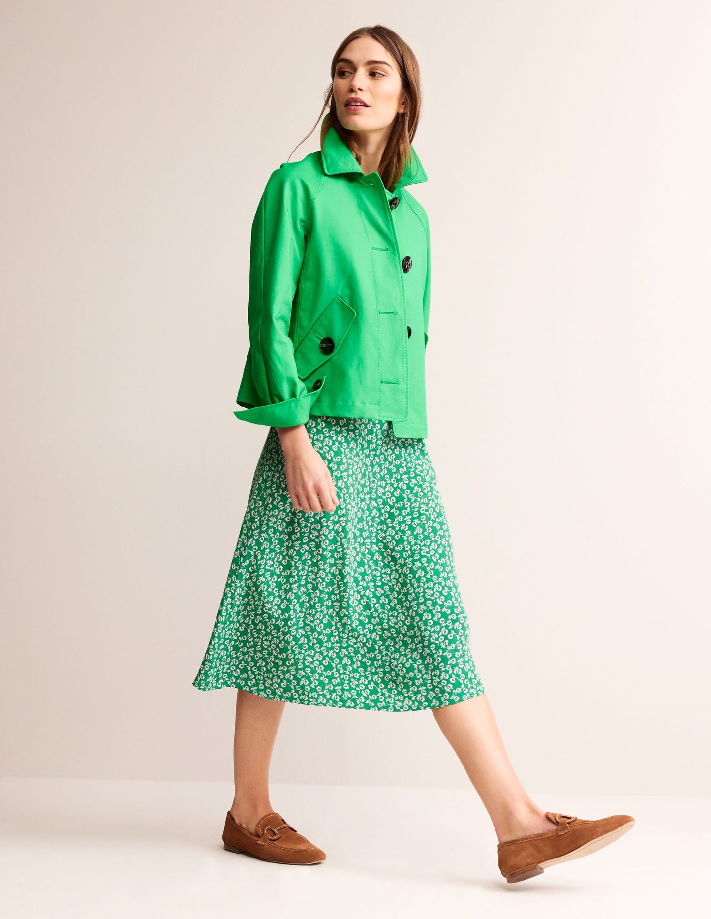 Corinne Midi Tea Dress-Green Tambourine, Ditsy Bud