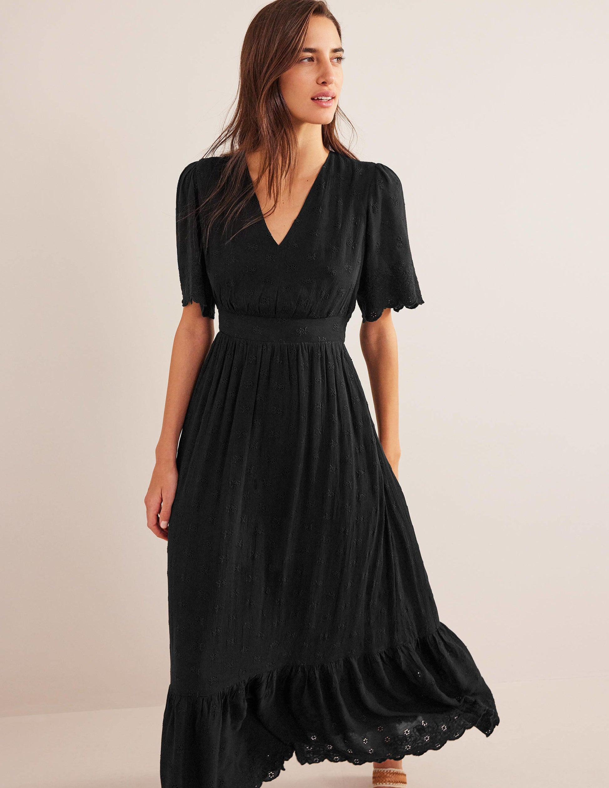 Broderie Maxi Dress-Black-1