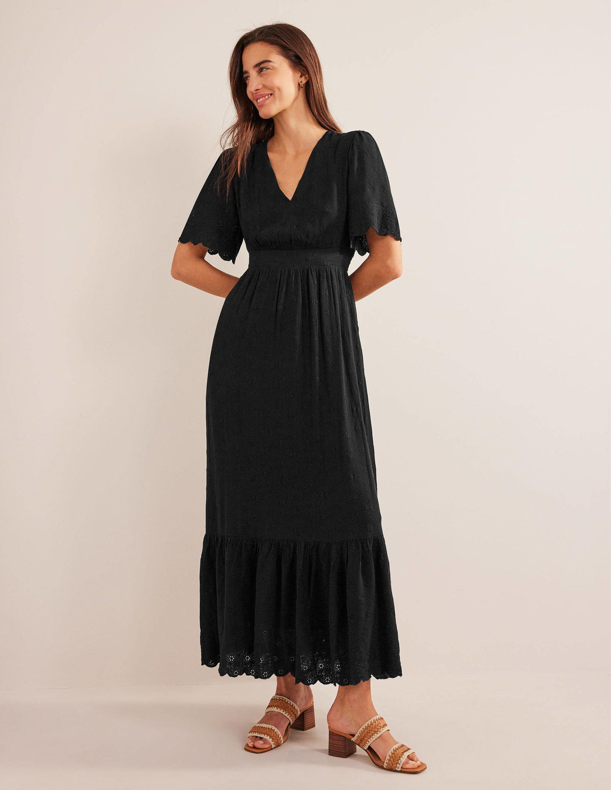 Broderie Maxi Dress-Black - Image 2