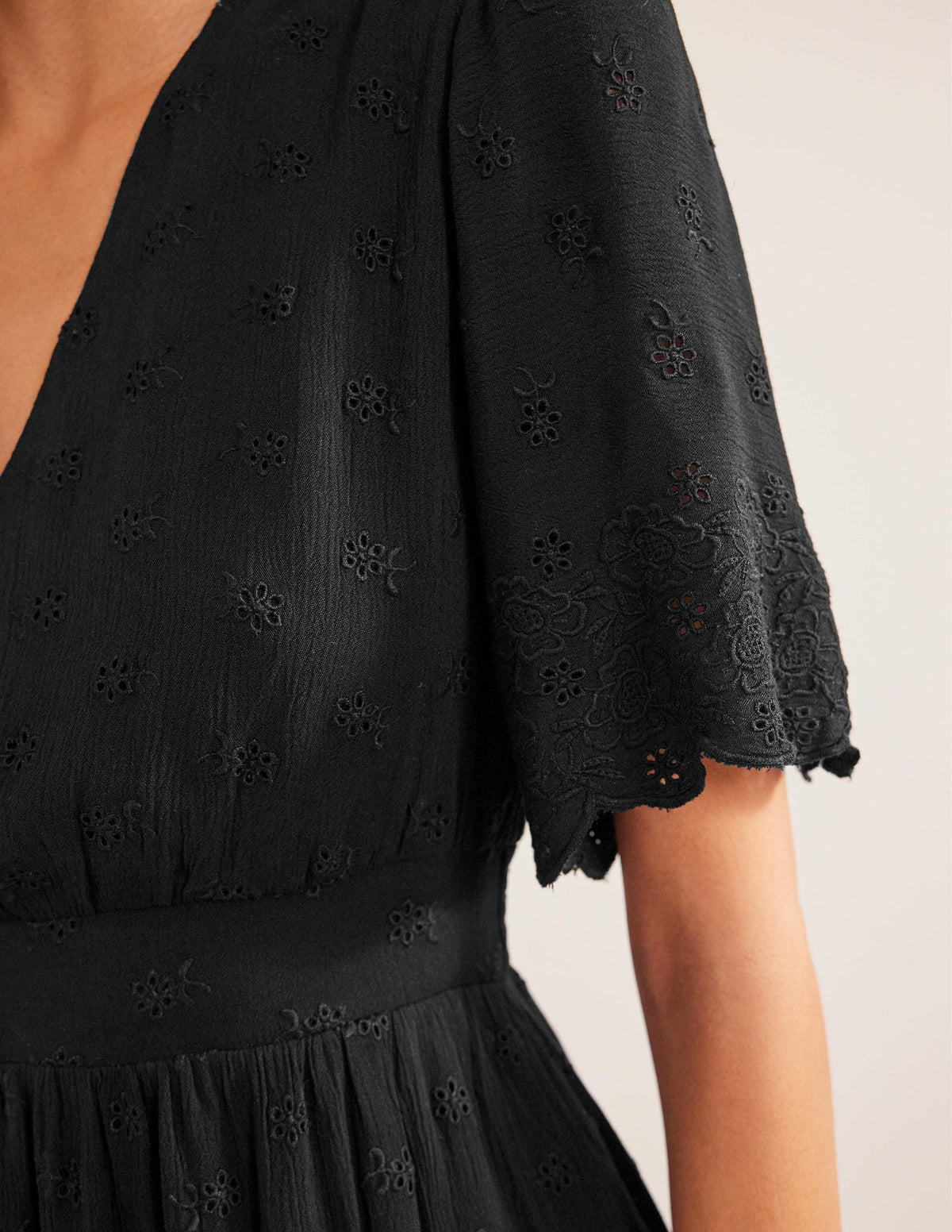 Broderie Maxi Dress-Black - Image 3