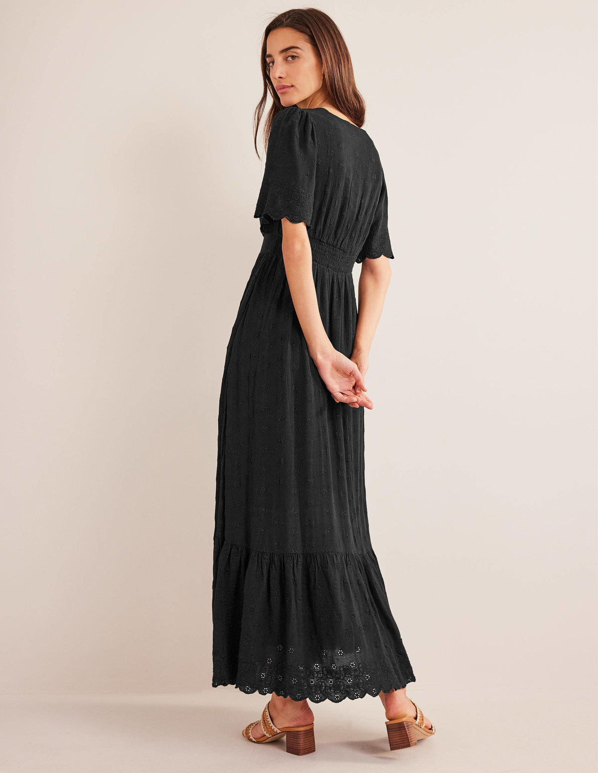 Broderie Maxi Dress-Black - Image 4