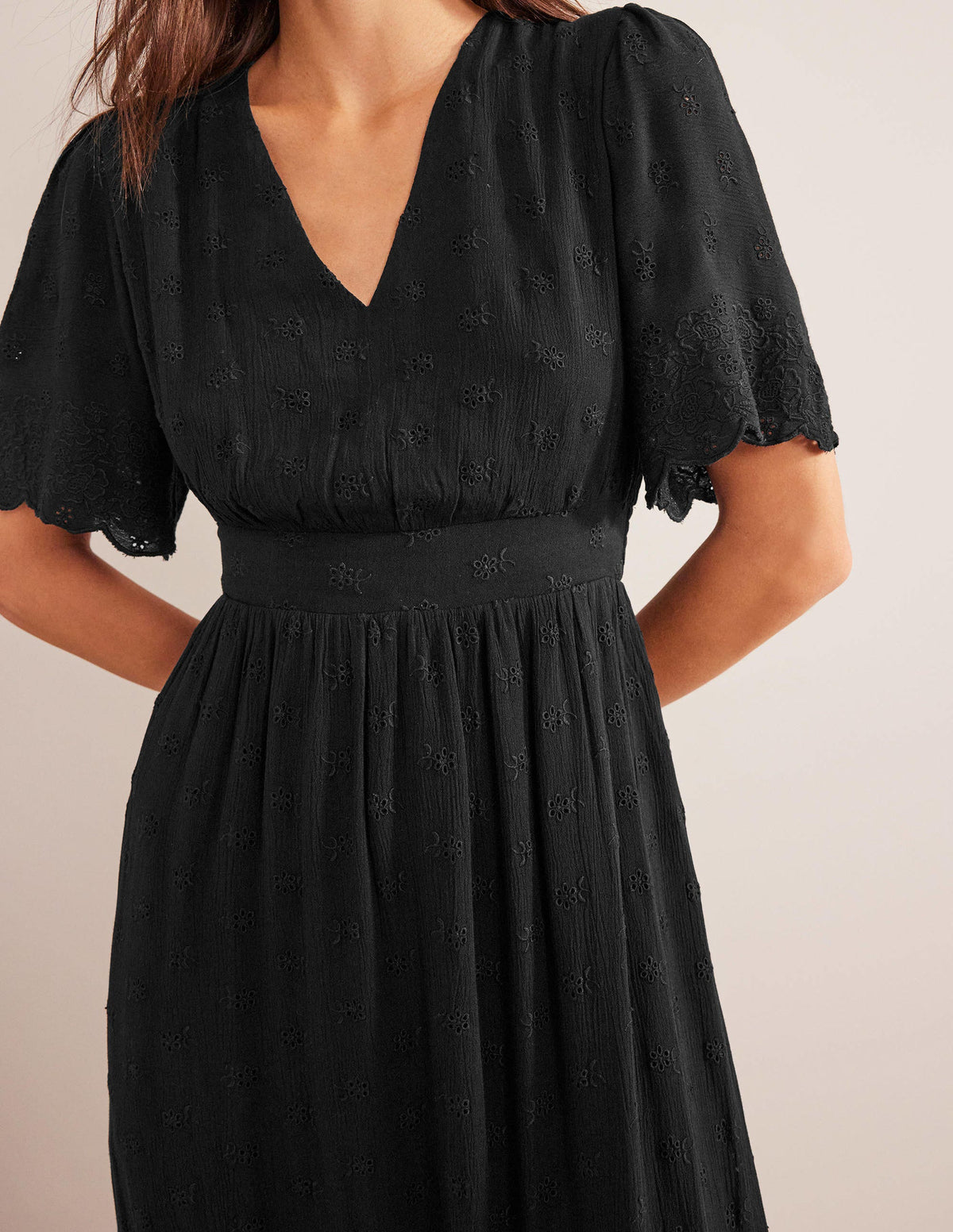 Broderie Maxi Dress-Black - Image 5