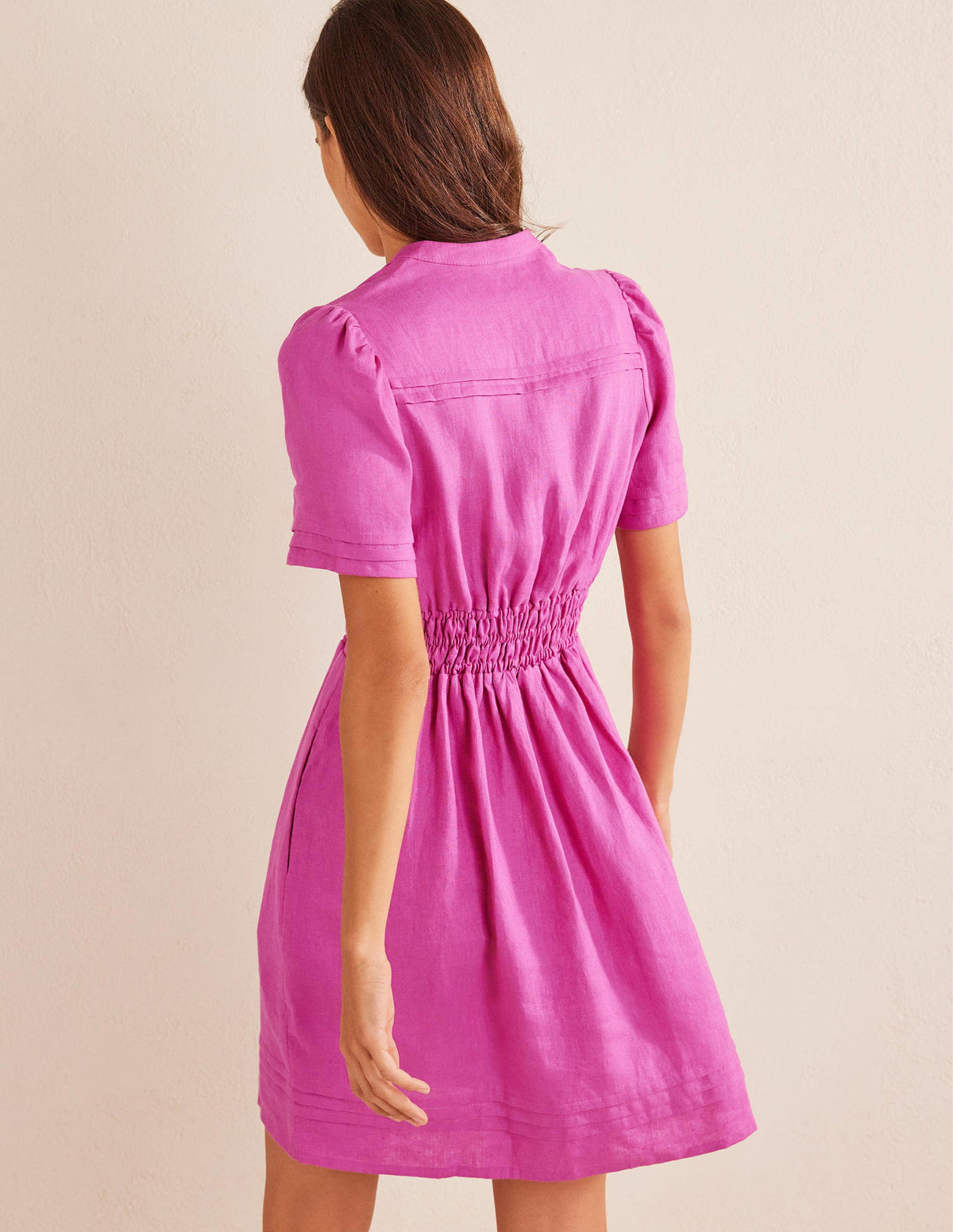 Pintuck Detail Mini Dress-Rose Violet - Image 3