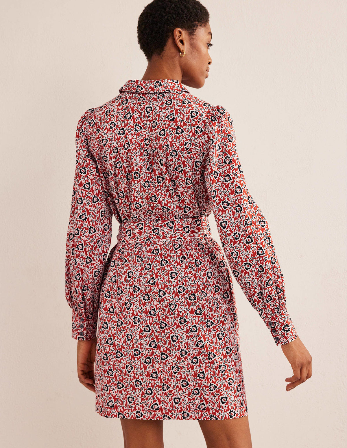 Mini Shift Shirt Dress-Tomato, Clover Swirl-3