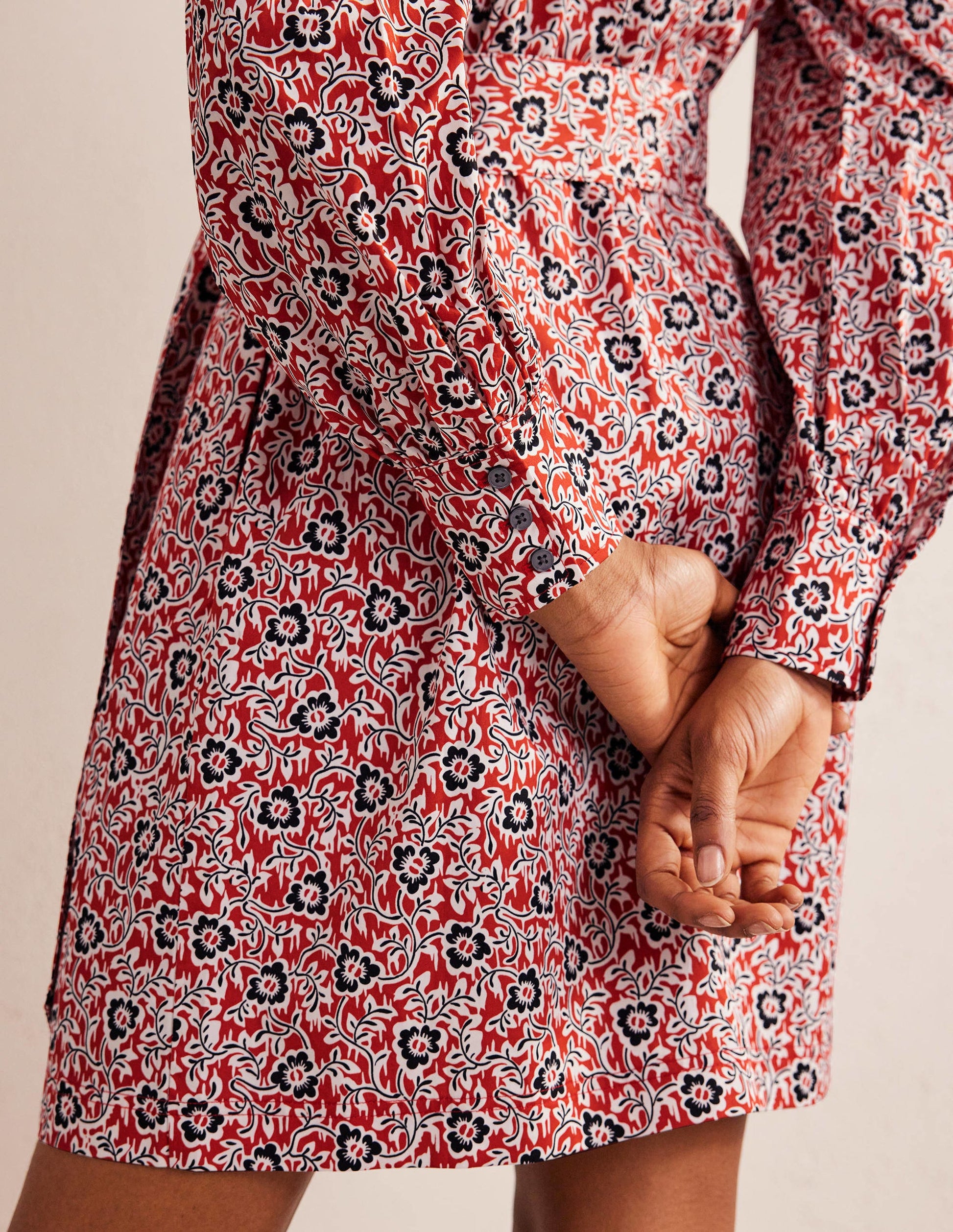 Mini Shift Shirt Dress-Tomato, Clover Swirl-4
