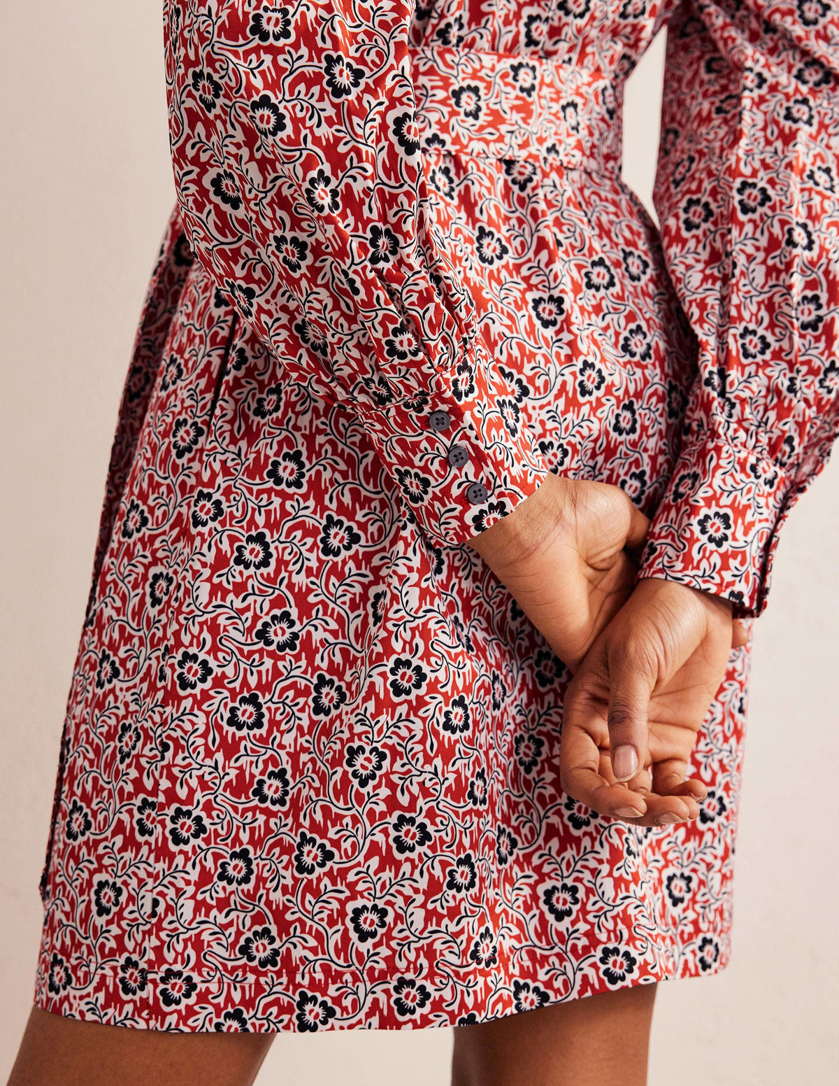 Mini Shift Shirt Dress-Tomato, Clover Swirl - Image 4