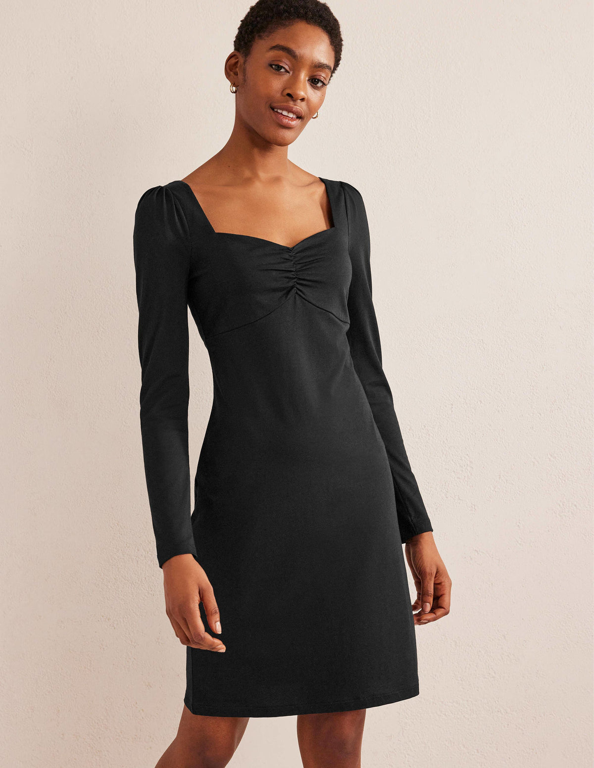 Sweetheart Jersey Mini Dress-Black - Image 1