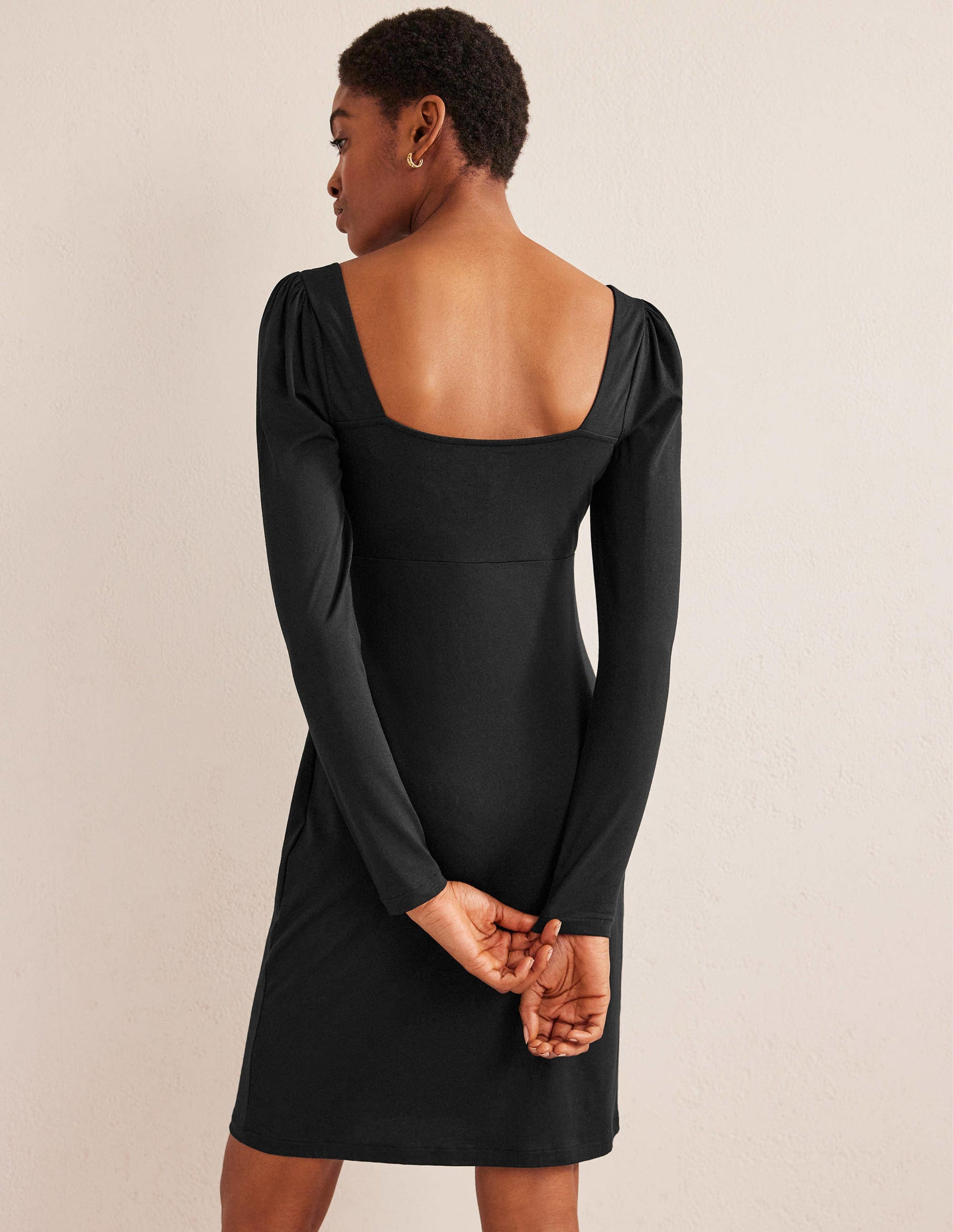 Sweetheart Jersey Mini Dress-Black-3
