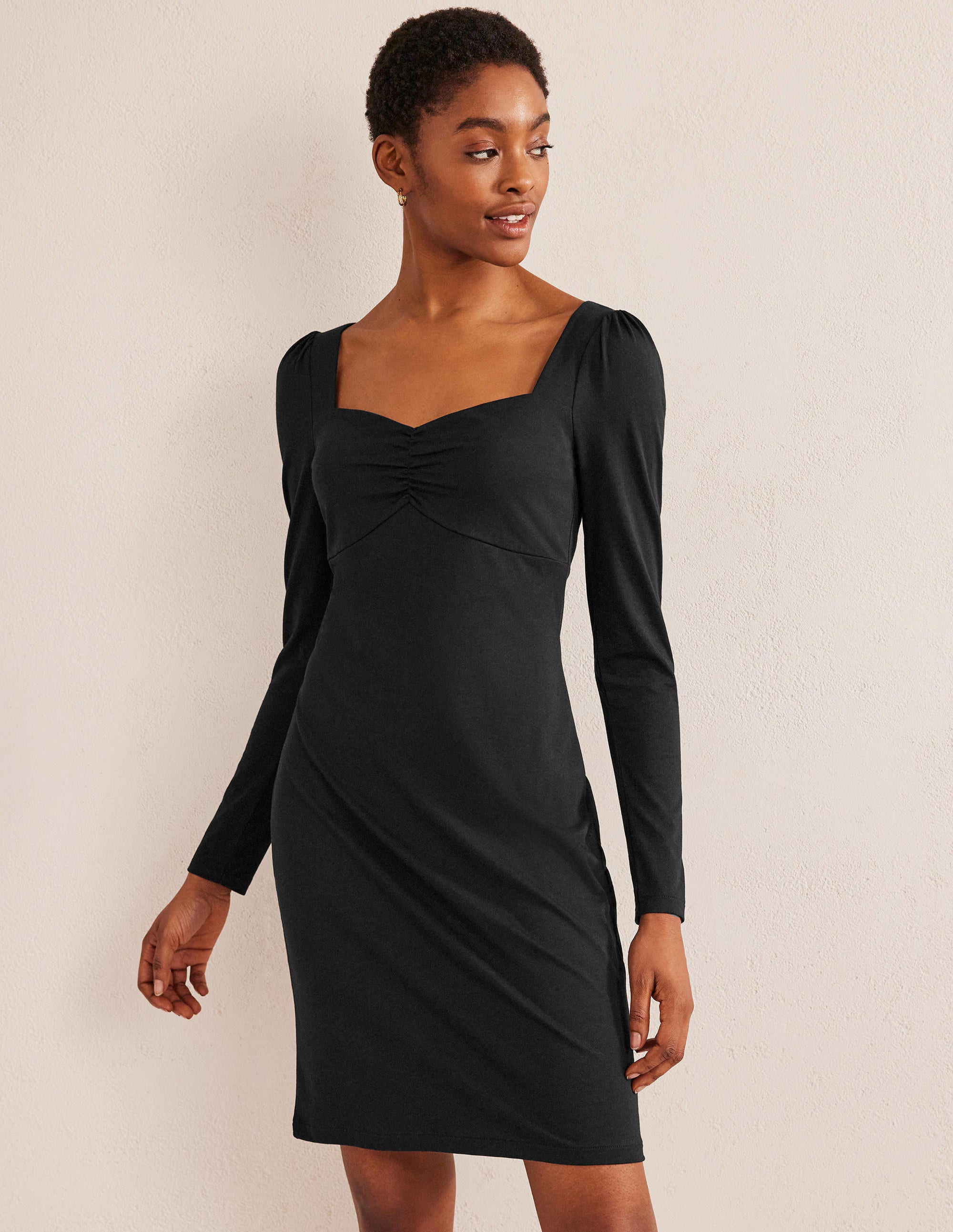 Sweetheart Jersey Mini Dress-Black - Image 4