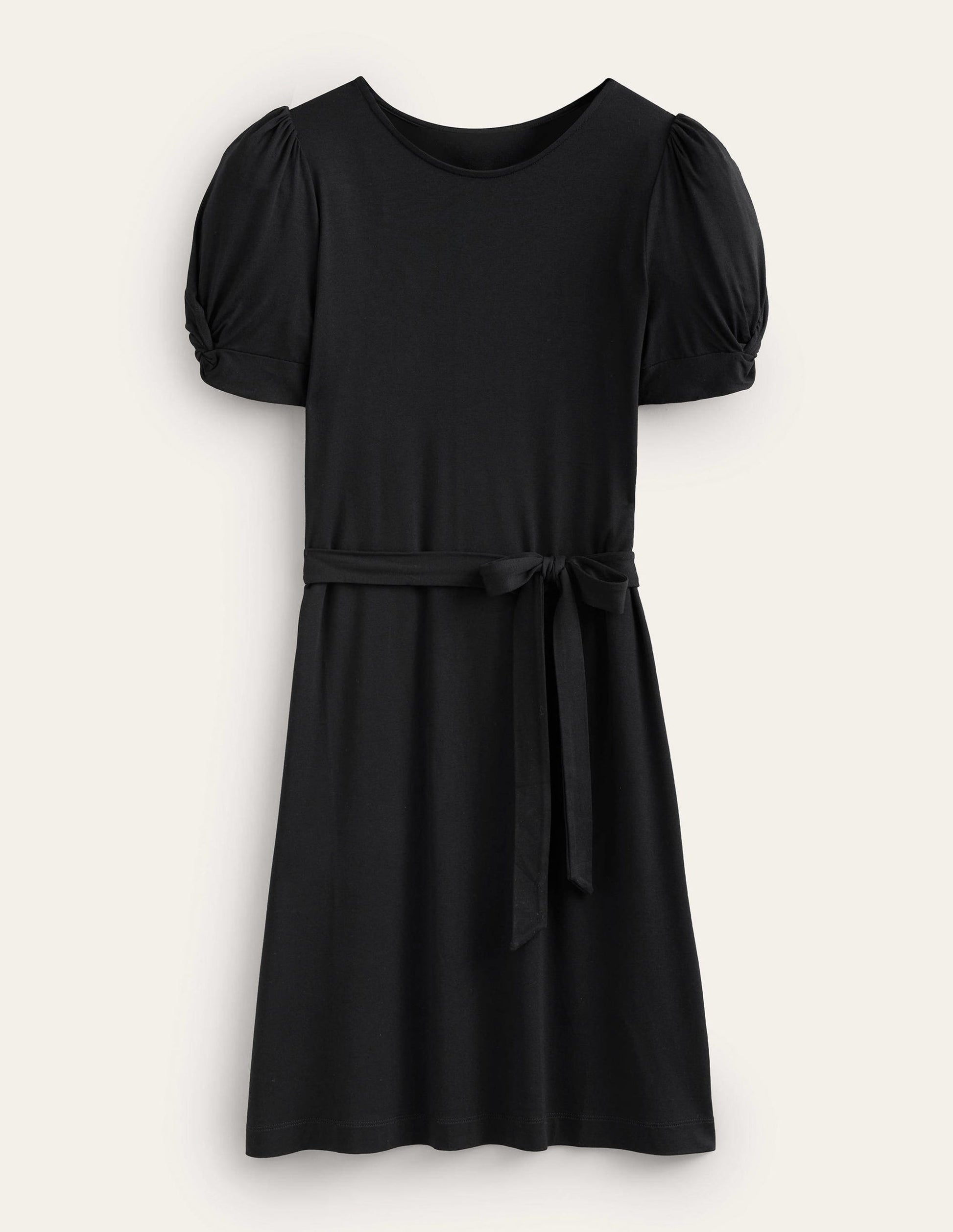Knot Detail Jersey Mini Dress-Black-5