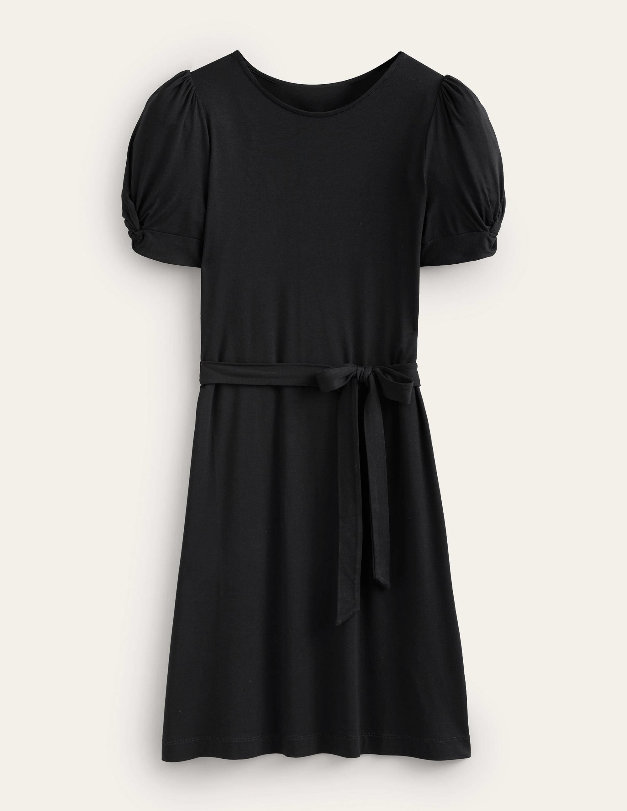 Knot Detail Jersey Mini Dress-Black - Image 5