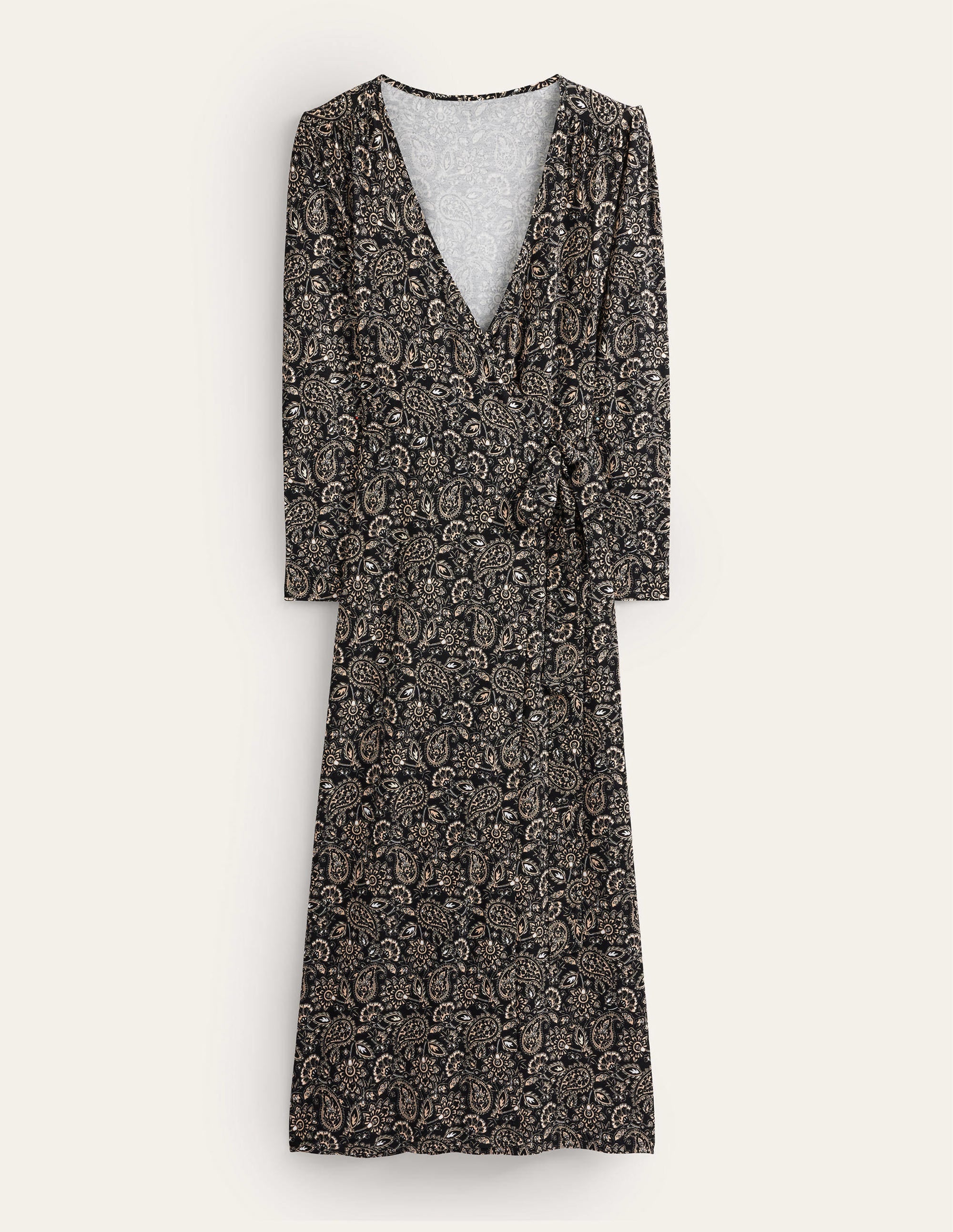 Jersey Wrap Maxi Dress-Black, Paisley Terrace - Image 5