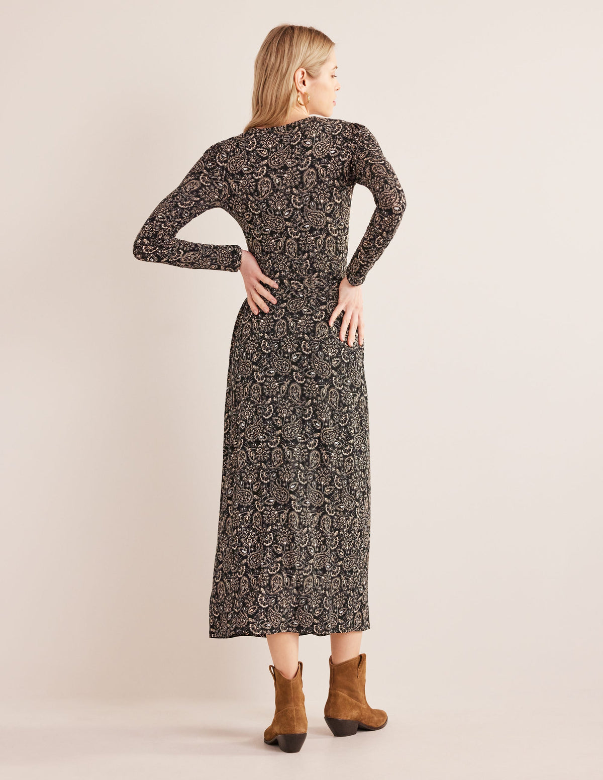 Jersey Wrap Maxi Dress-Black, Paisley Terrace - Image 4