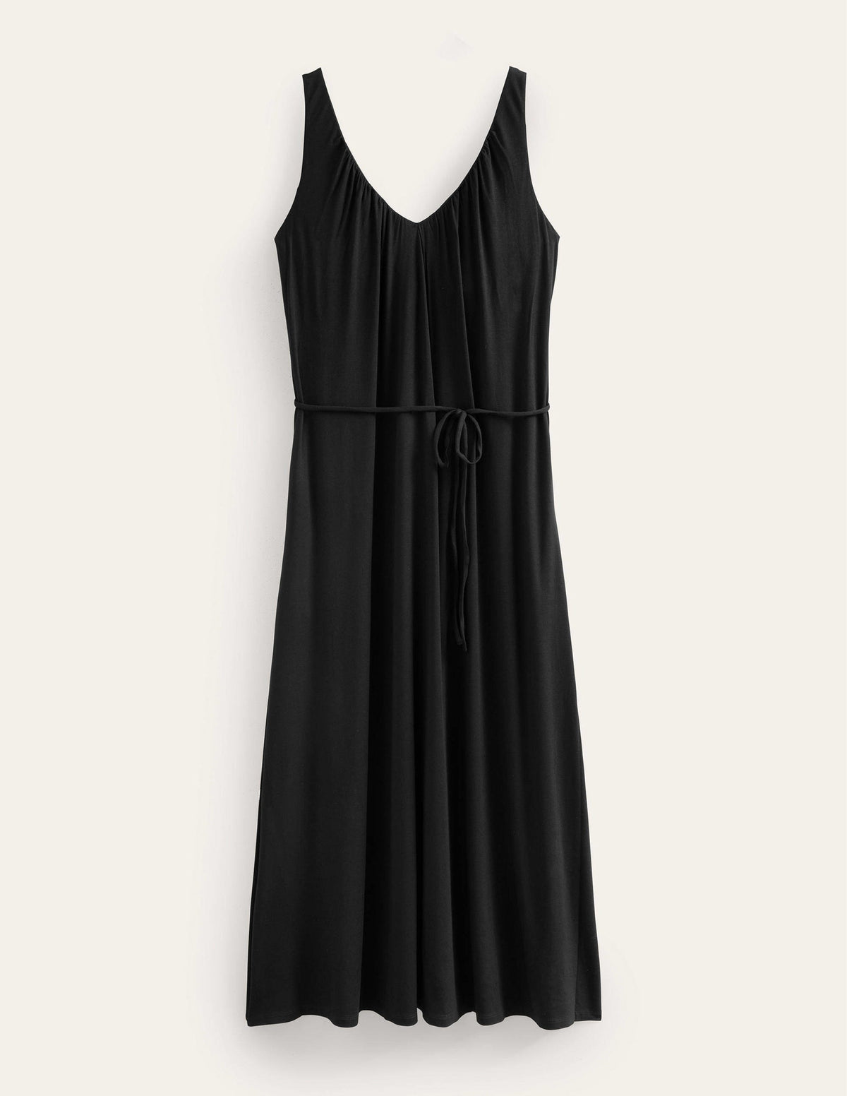 V-Neck Jersey Maxi Dress-Black - Image 5