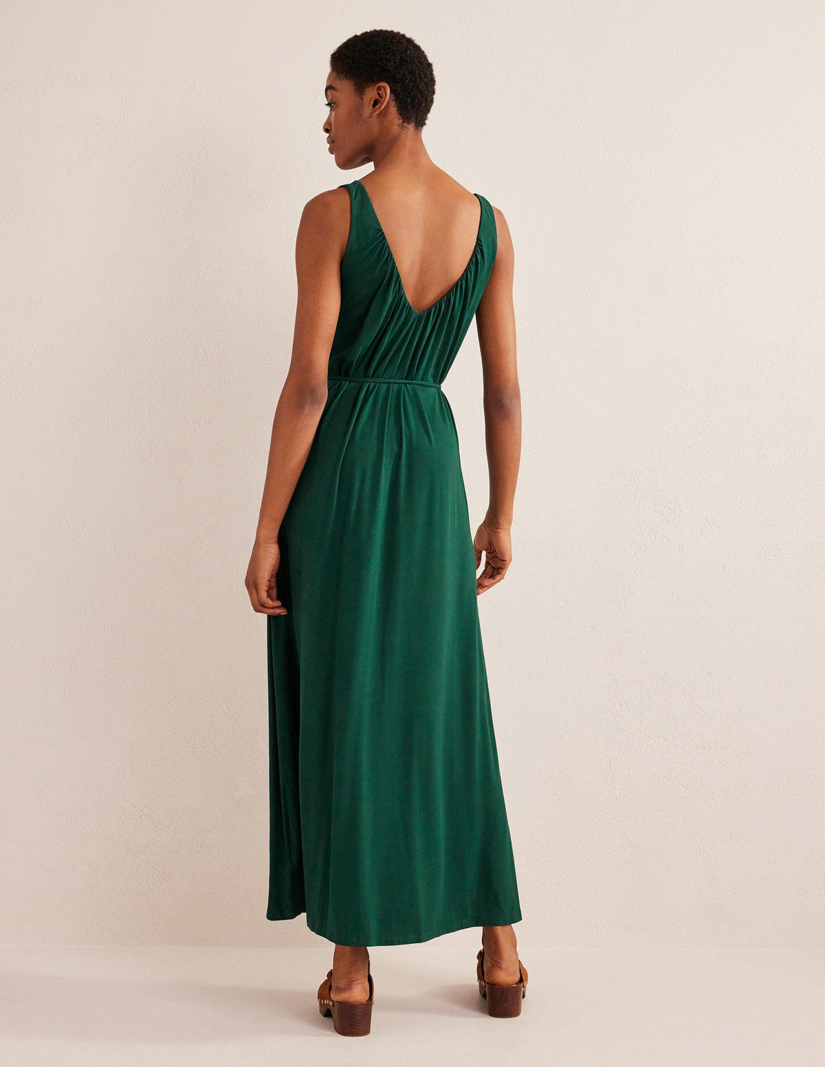 V-Neck Jersey Maxi Dress-Emerald Night - Image 3