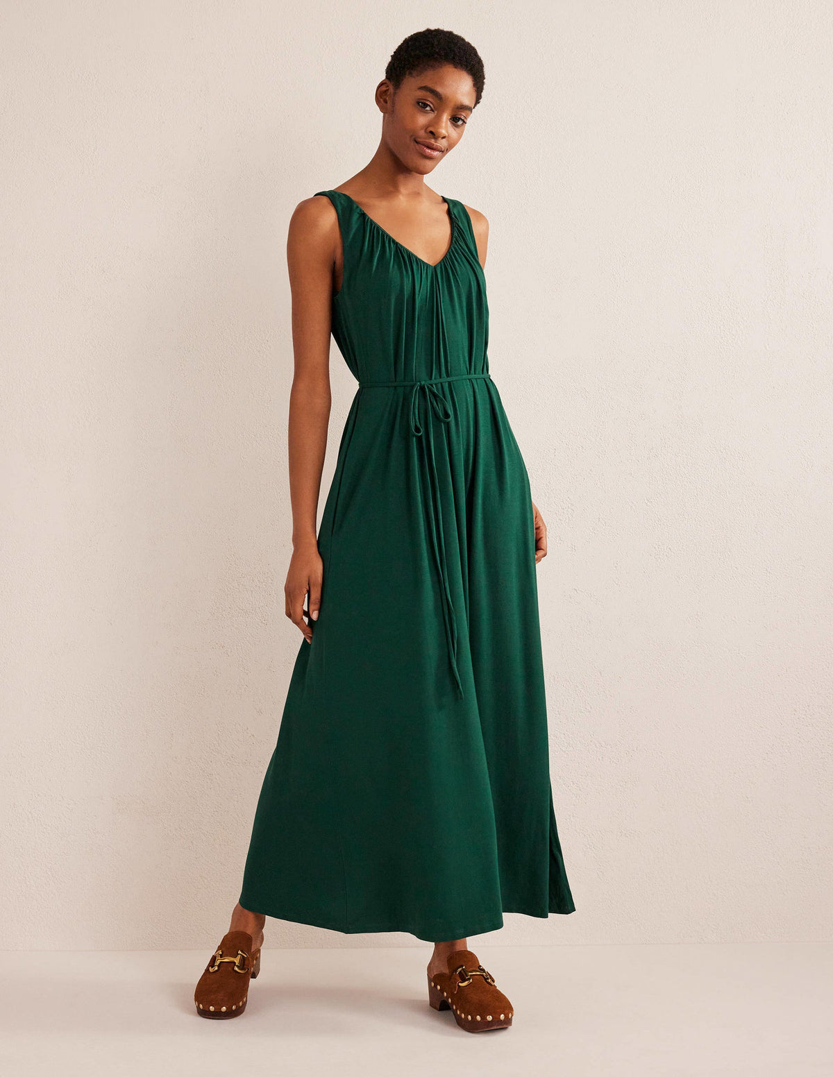 V-Neck Jersey Maxi Dress-Emerald Night-4