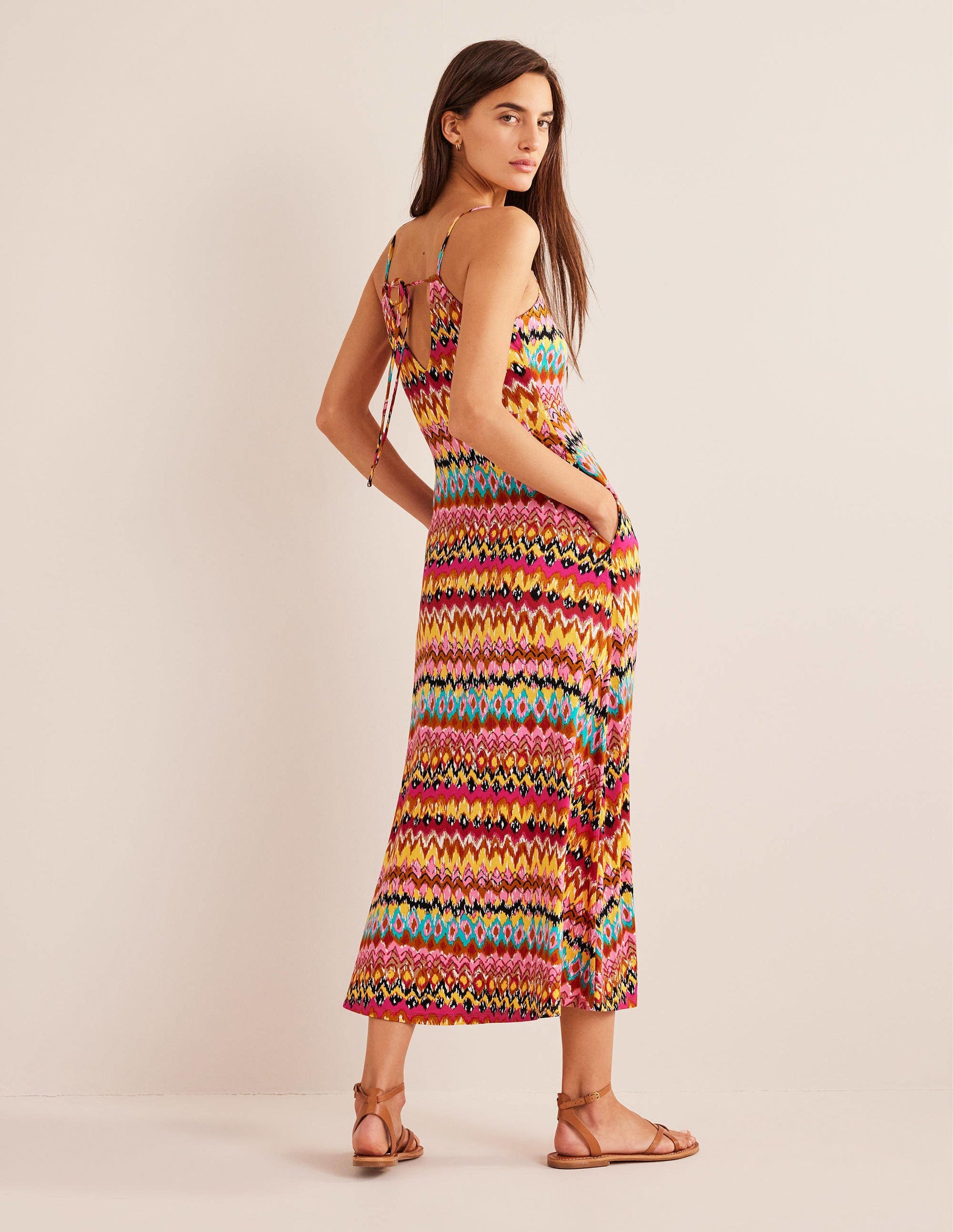 Strappy Jersey Maxi Dress-Multi, Textured Ikat-3
