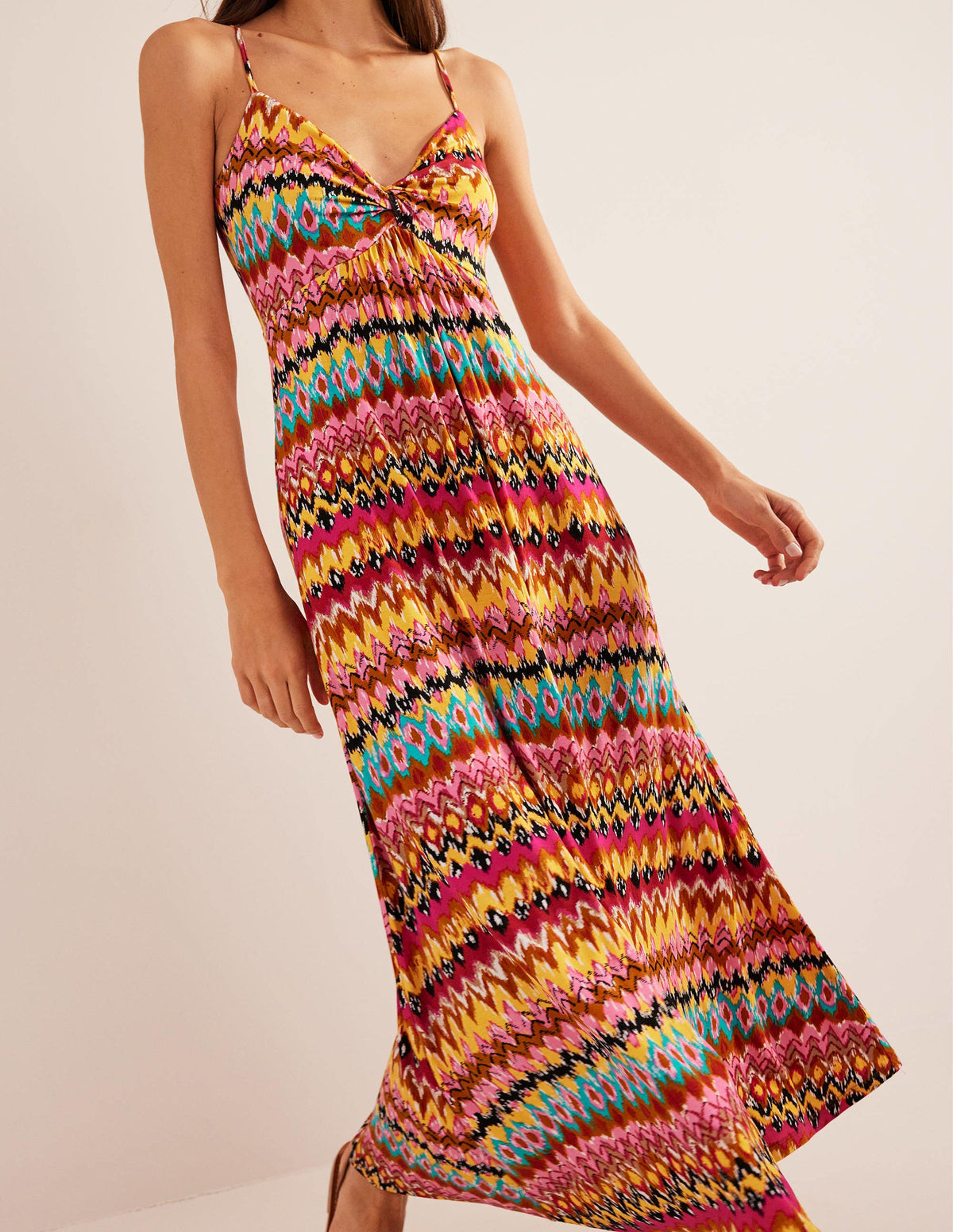 Strappy Jersey Maxi Dress-Multi, Textured Ikat - Image 4