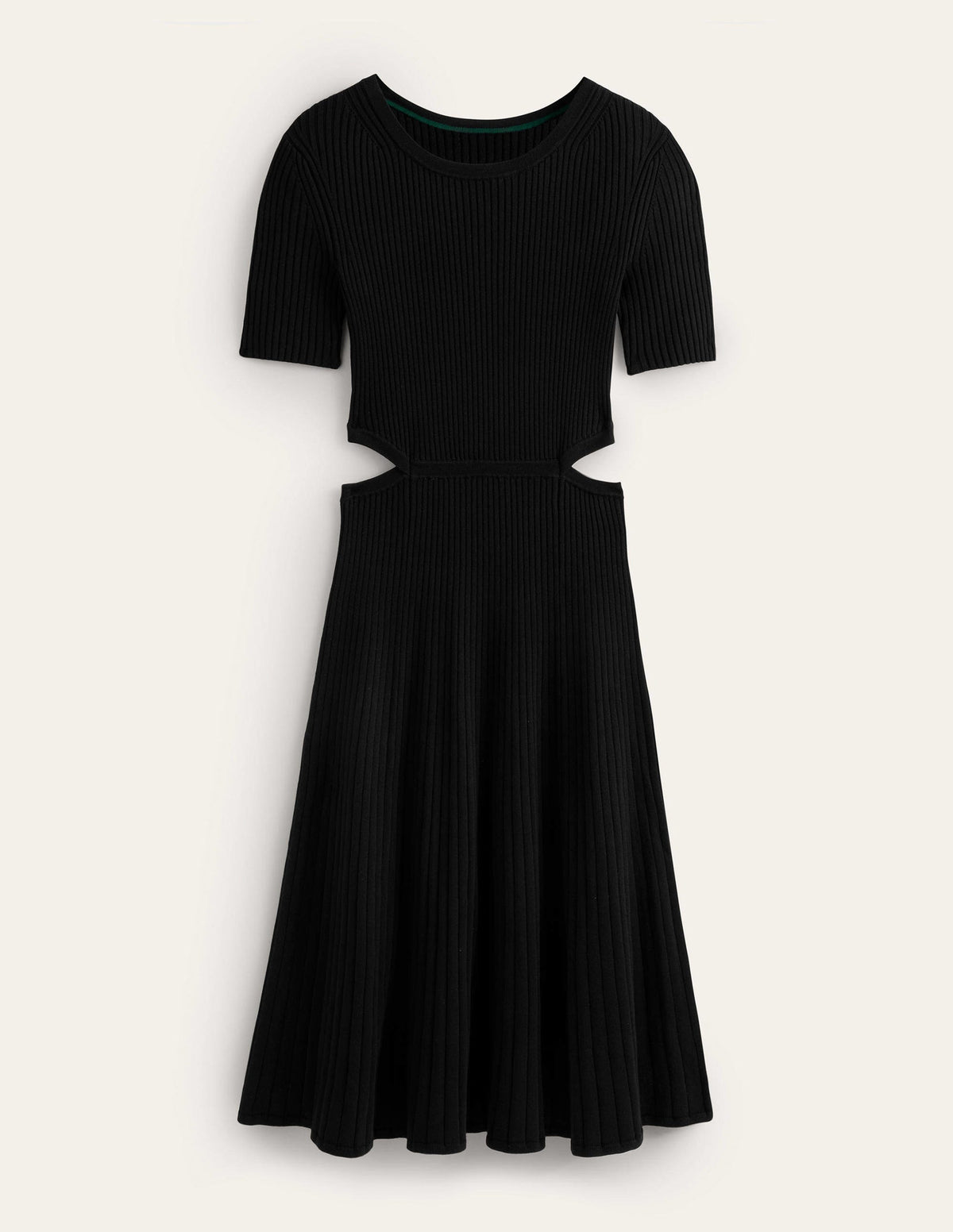 Cut Out Knitted Midi Dress-Black - Image 5