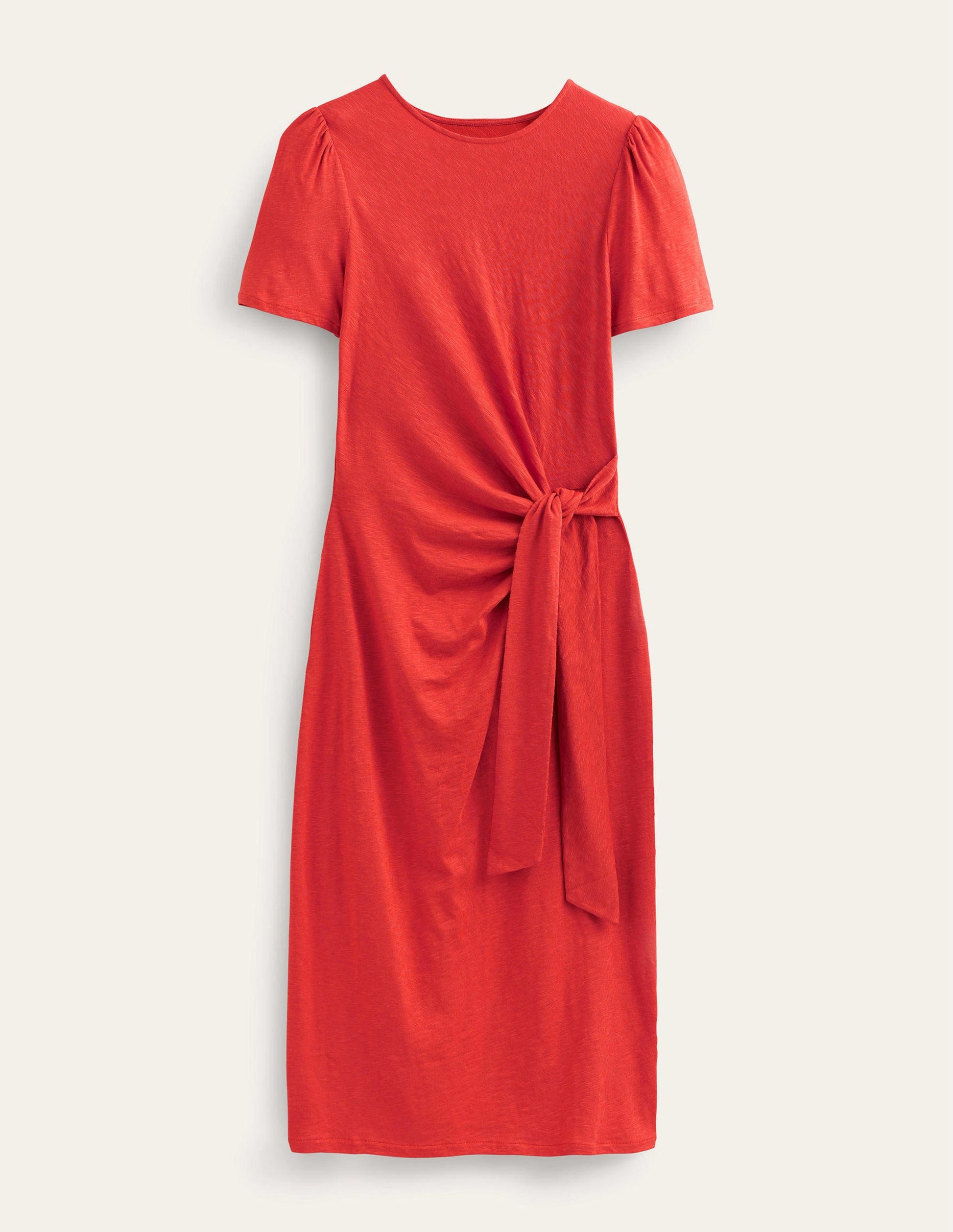Knot Front Jersey Midi Dress-Rust-6