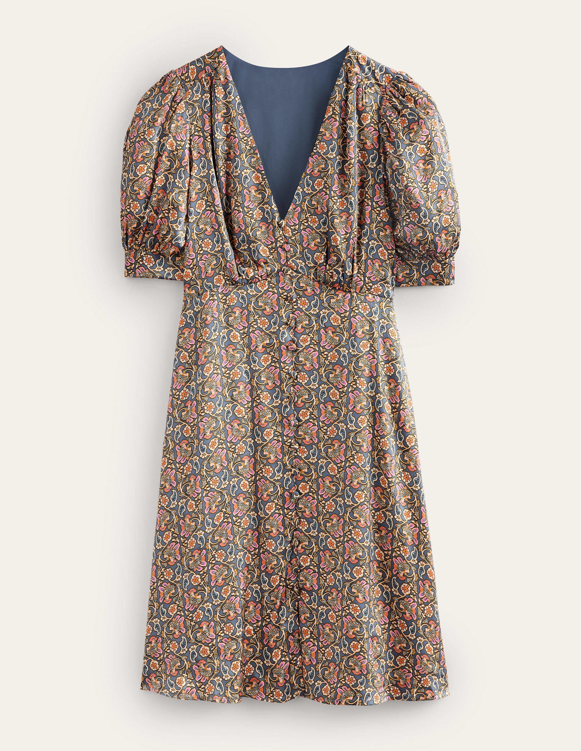 Satin Tea Dress-Nightshadow, Block Paisley - Image 7