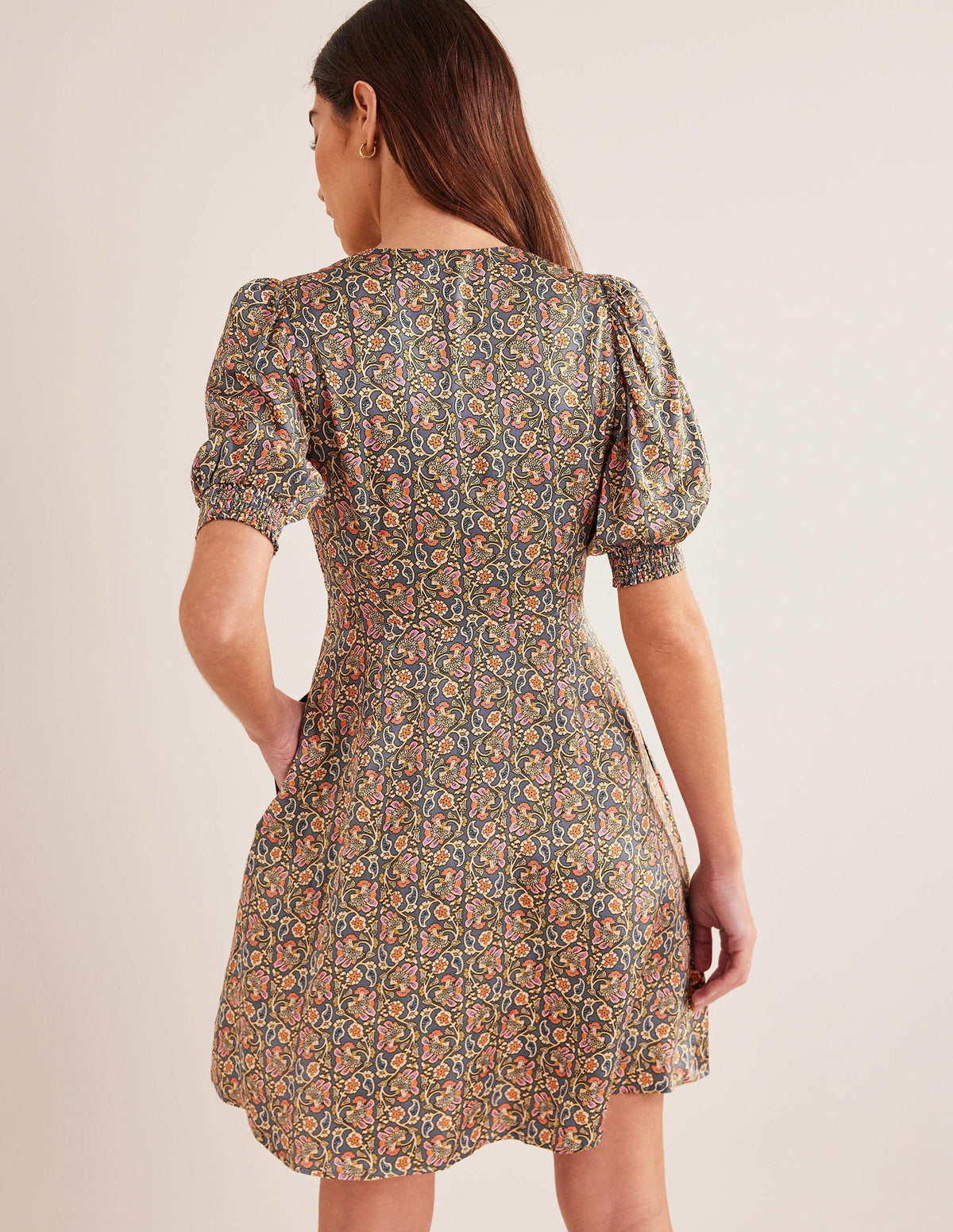 Satin Tea Dress-Nightshadow, Block Paisley-3