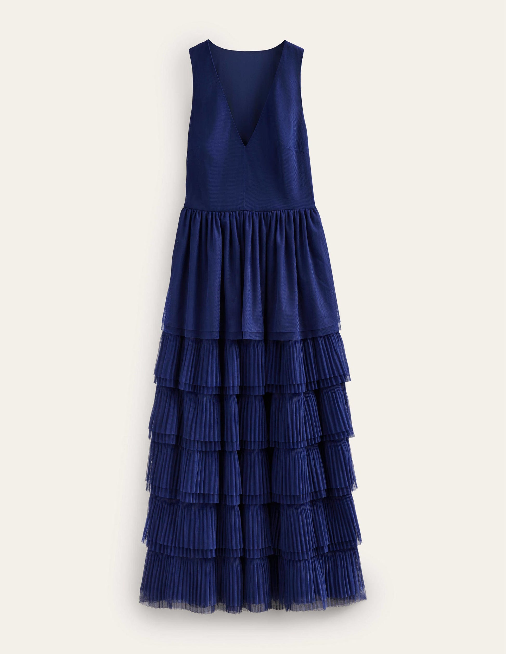 Tiered Tulle Maxi Dress-Navy-7