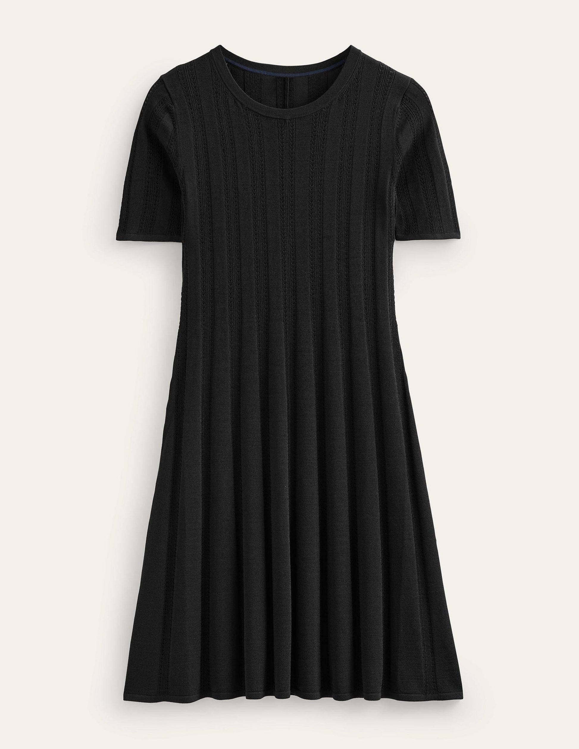 Flared Stitch Mini Dress-Black-6