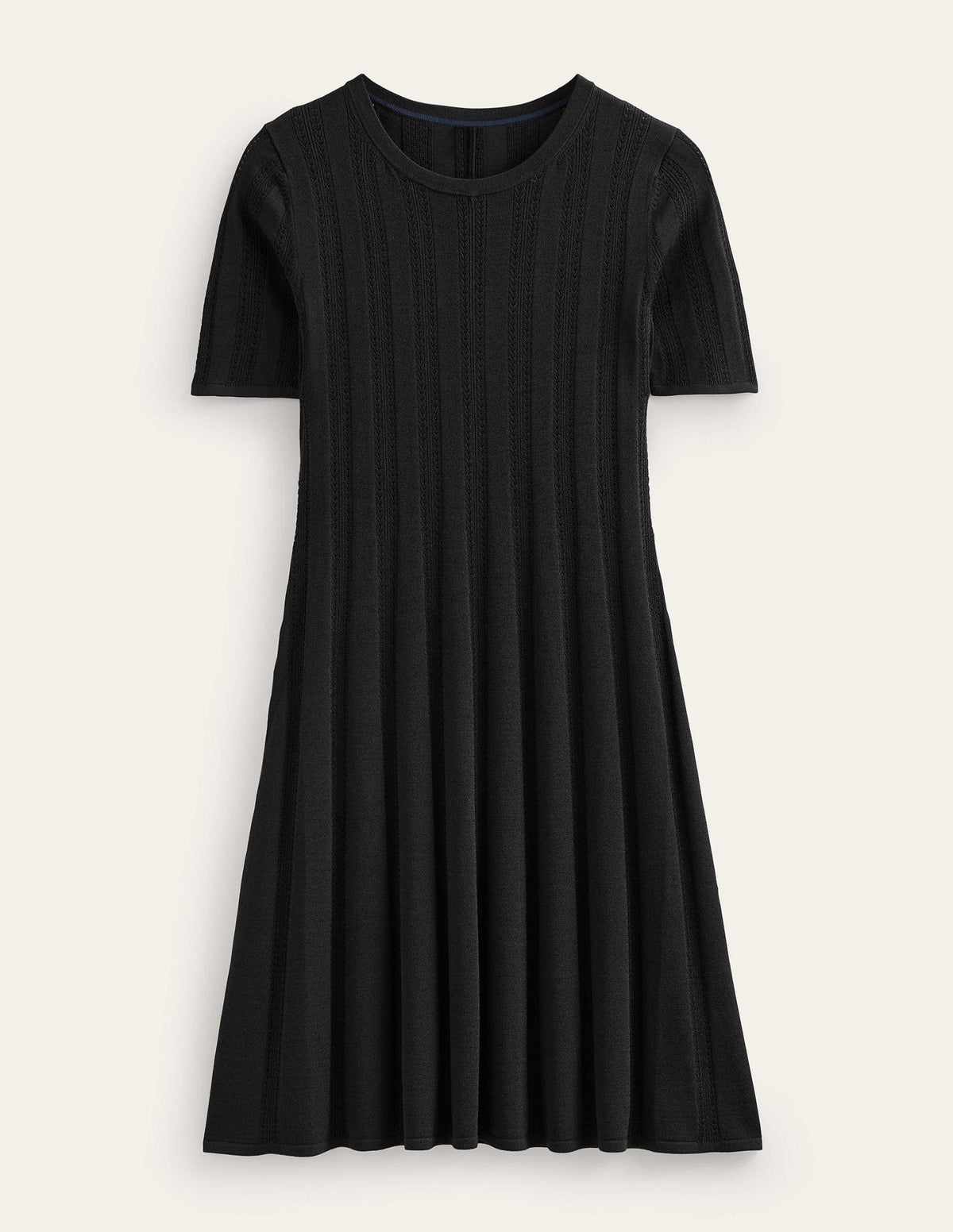 Flared Stitch Mini Dress-Black - Image 6