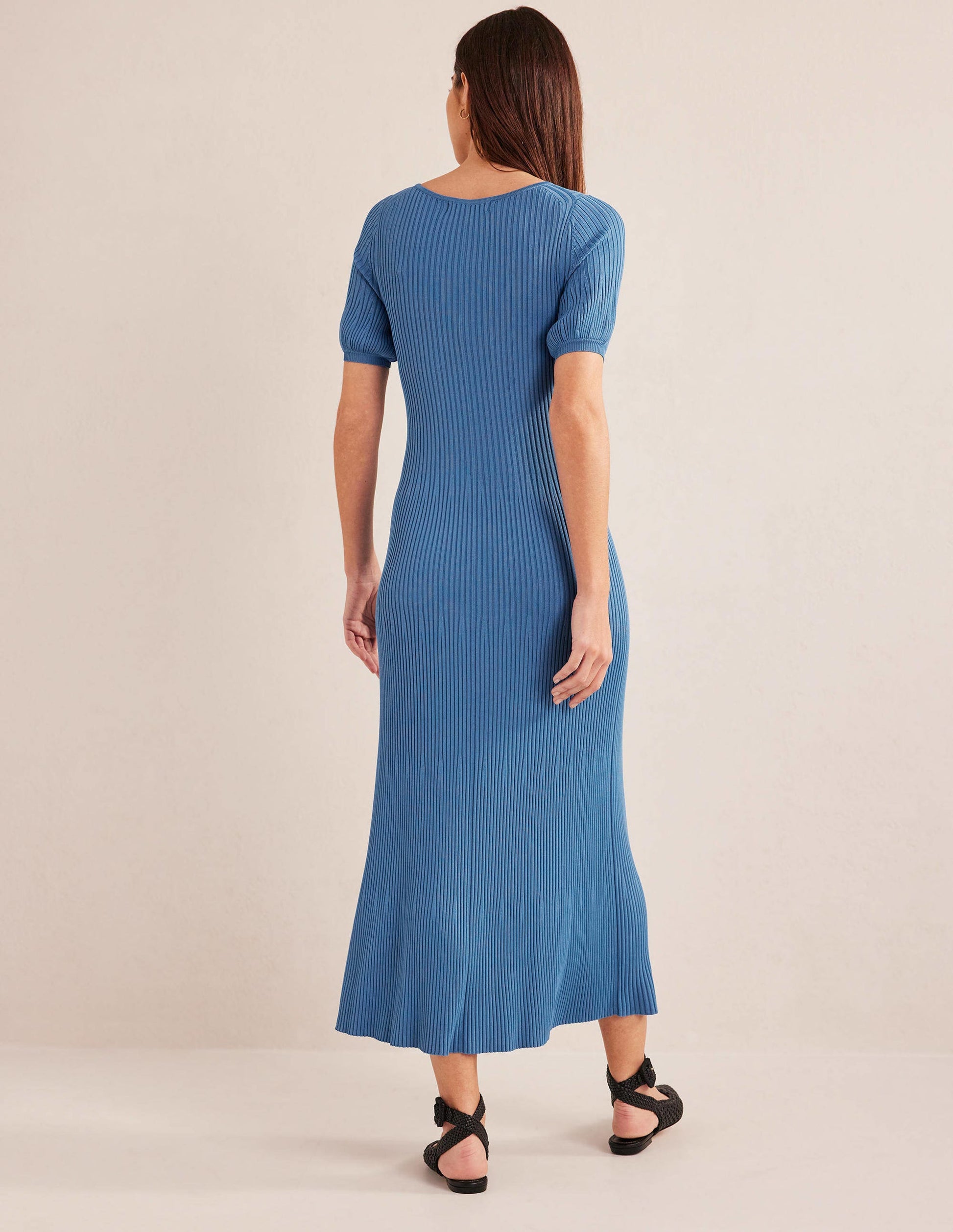 Angled Empire Knitted Dress-Porcelain Blue-3