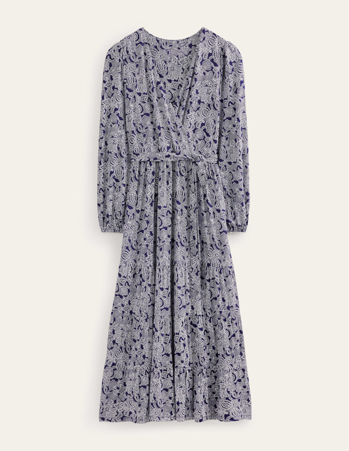 Multi Tiered Wrap Maxi Dress-Prussian Blue, Paisley Bud-5