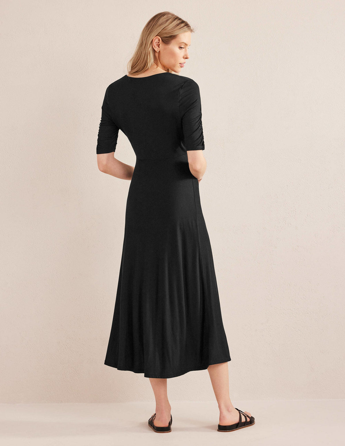 Rebecca Jersey Midi Tea Dress-Black - Image 3
