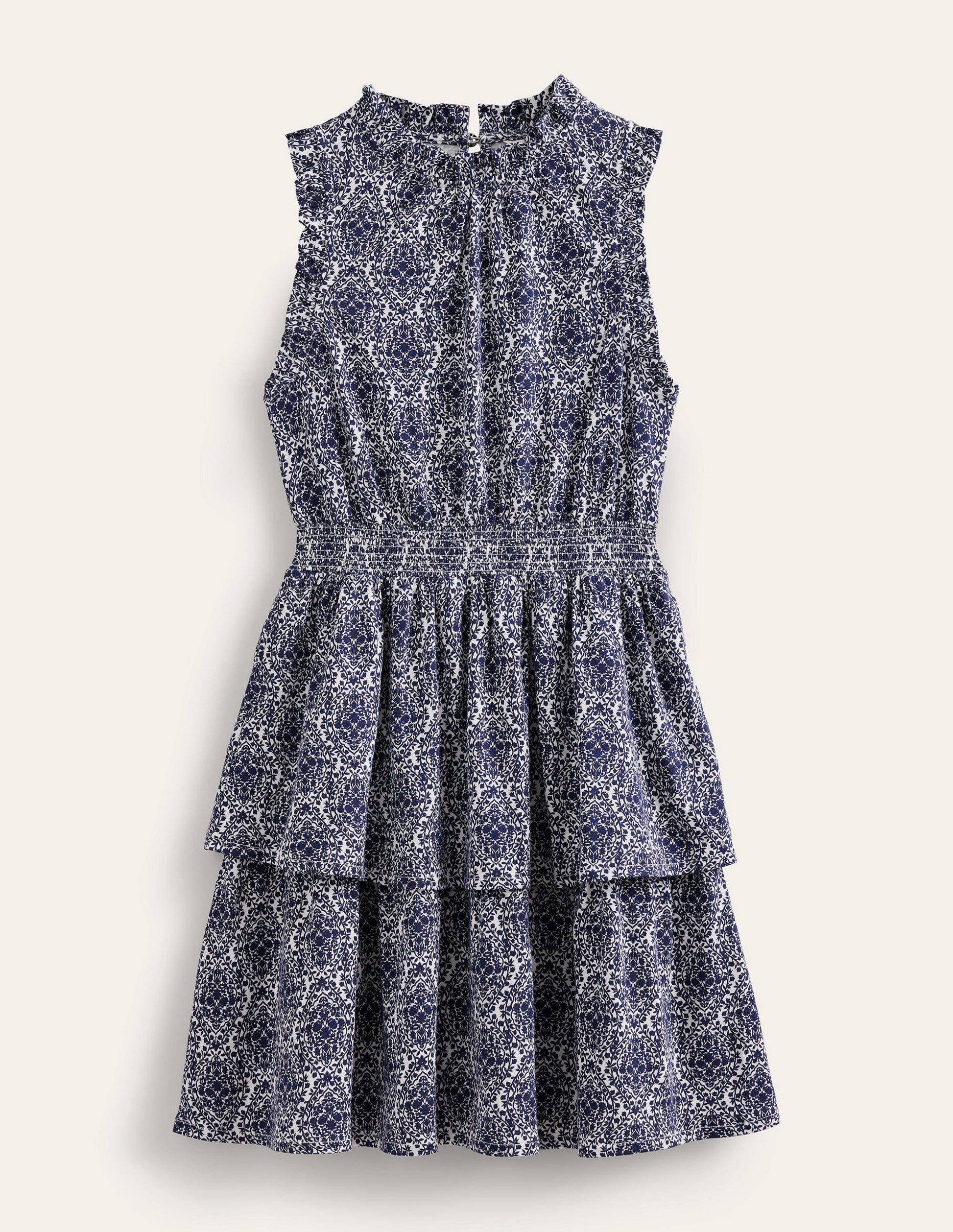 Ruffle Jersey Mini Dress-Prussian Blue, Vine Terrace-5