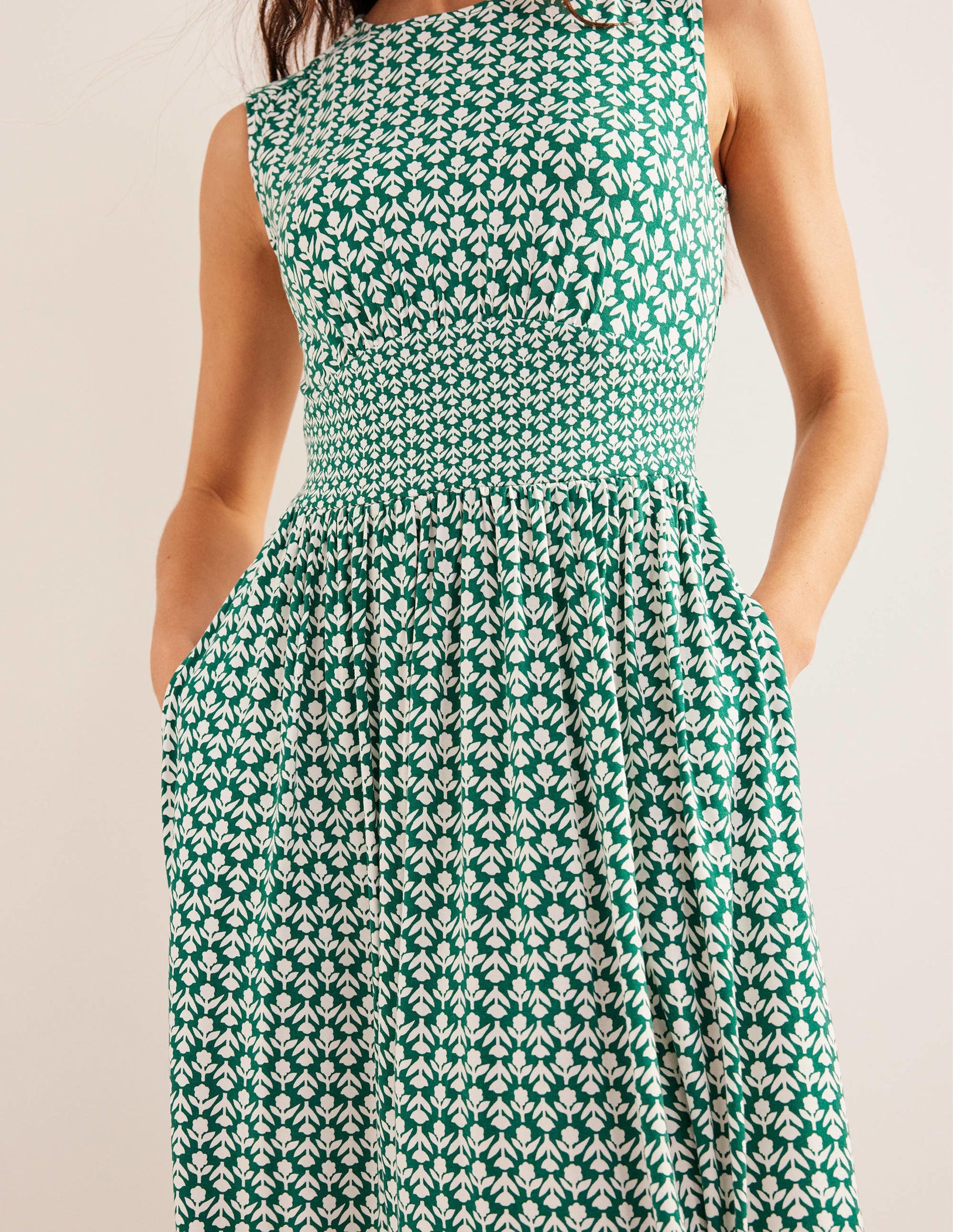 Thea Sleeveless Midi Dress-Bottle Green, Tulip Pop-2