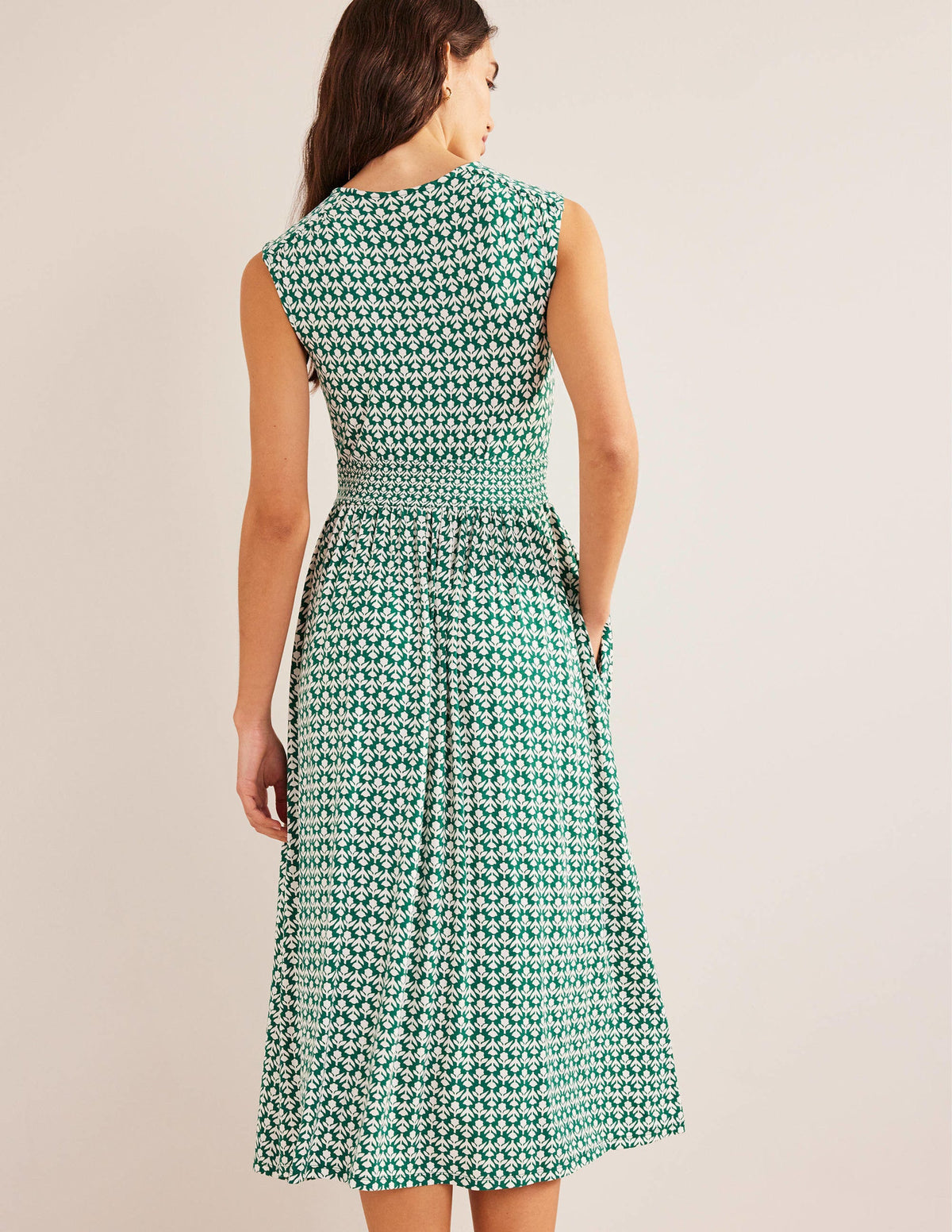 Thea Sleeveless Midi Dress-Bottle Green, Tulip Pop-3